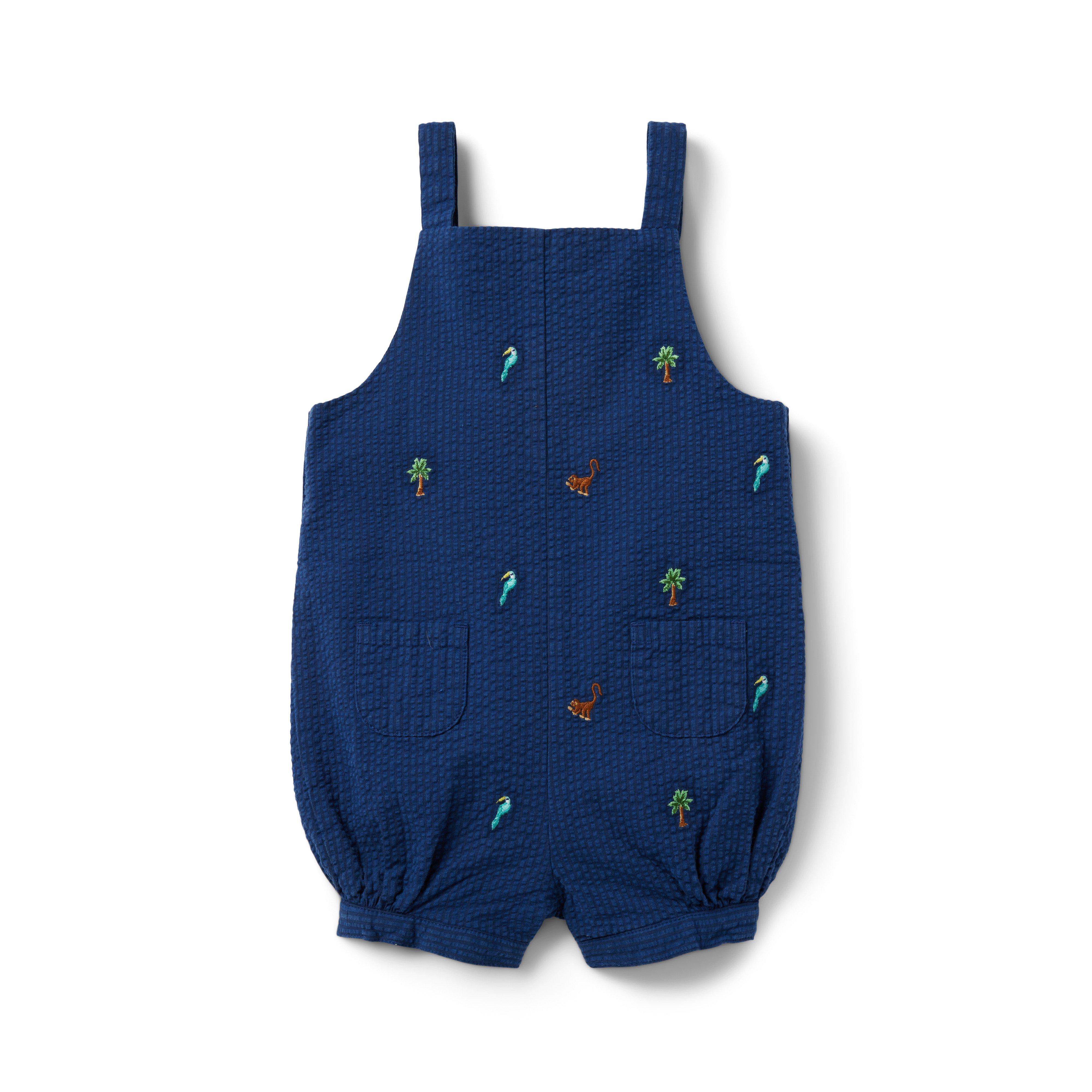 Baby Tropical Embroidered Seersucker Overall image number 1