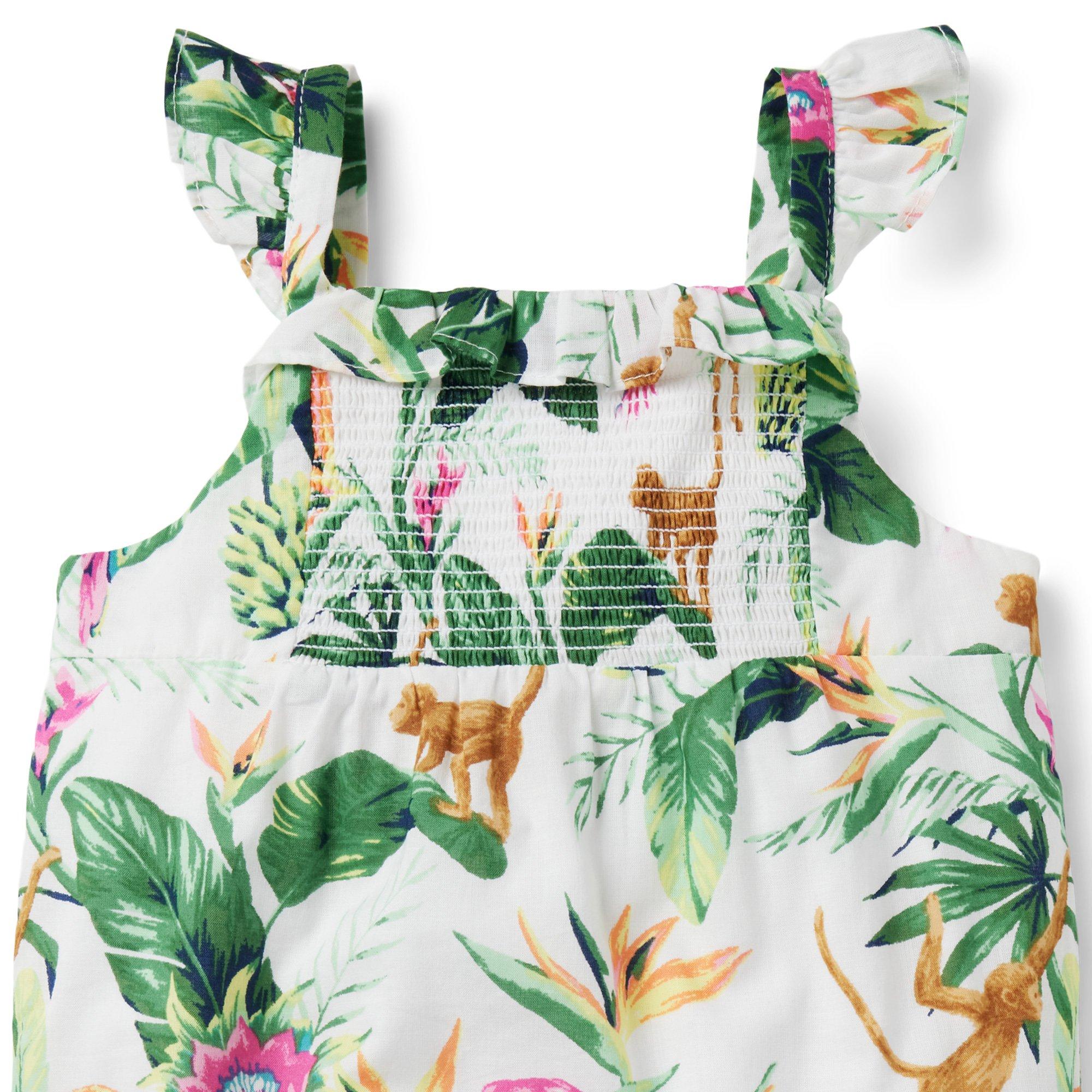 Baby Tropical Jungle Smocked Romper  image number 2