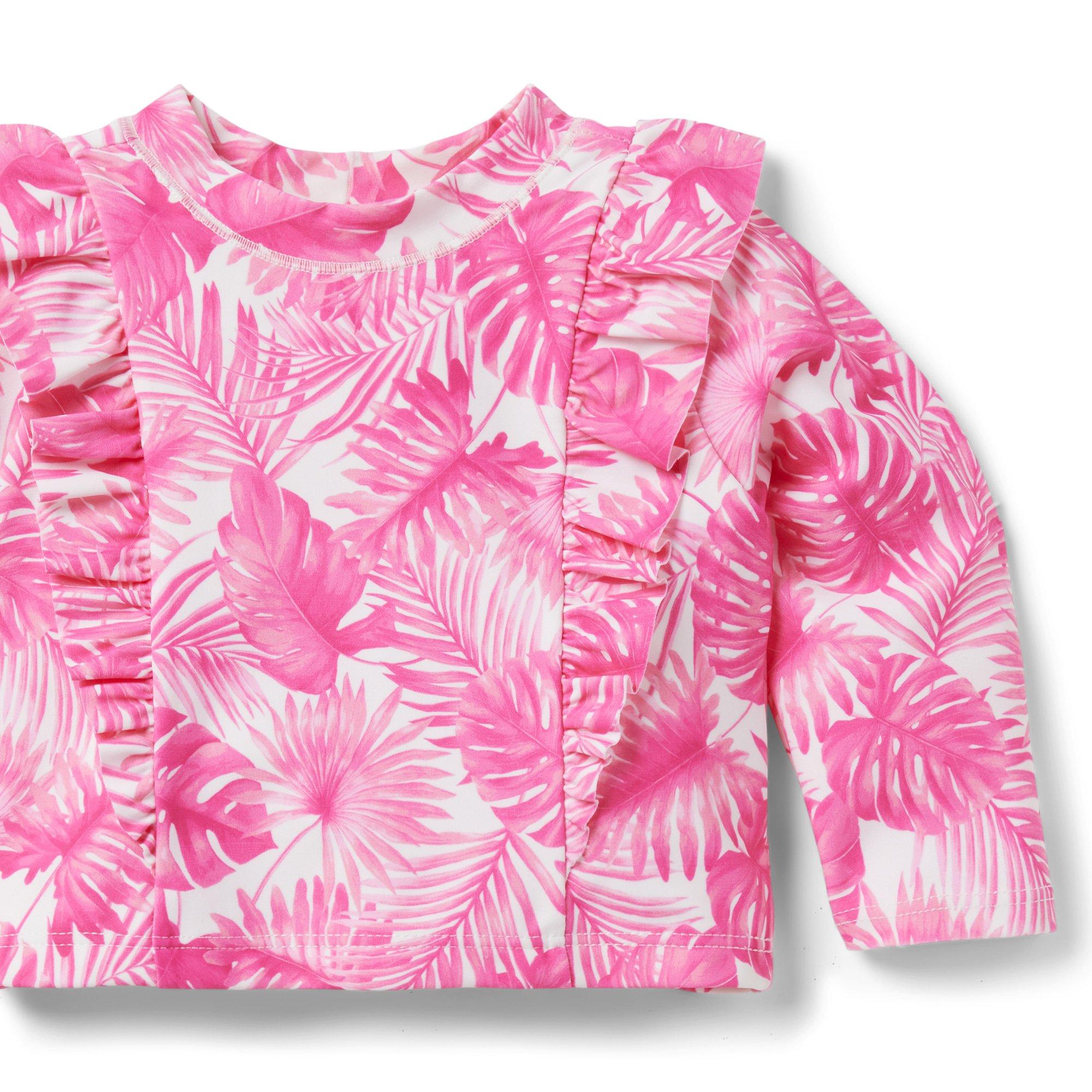 Newborn Raspberry Rose Palm Leaf Print Baby Palm Leaf Rash Guard Set by ...