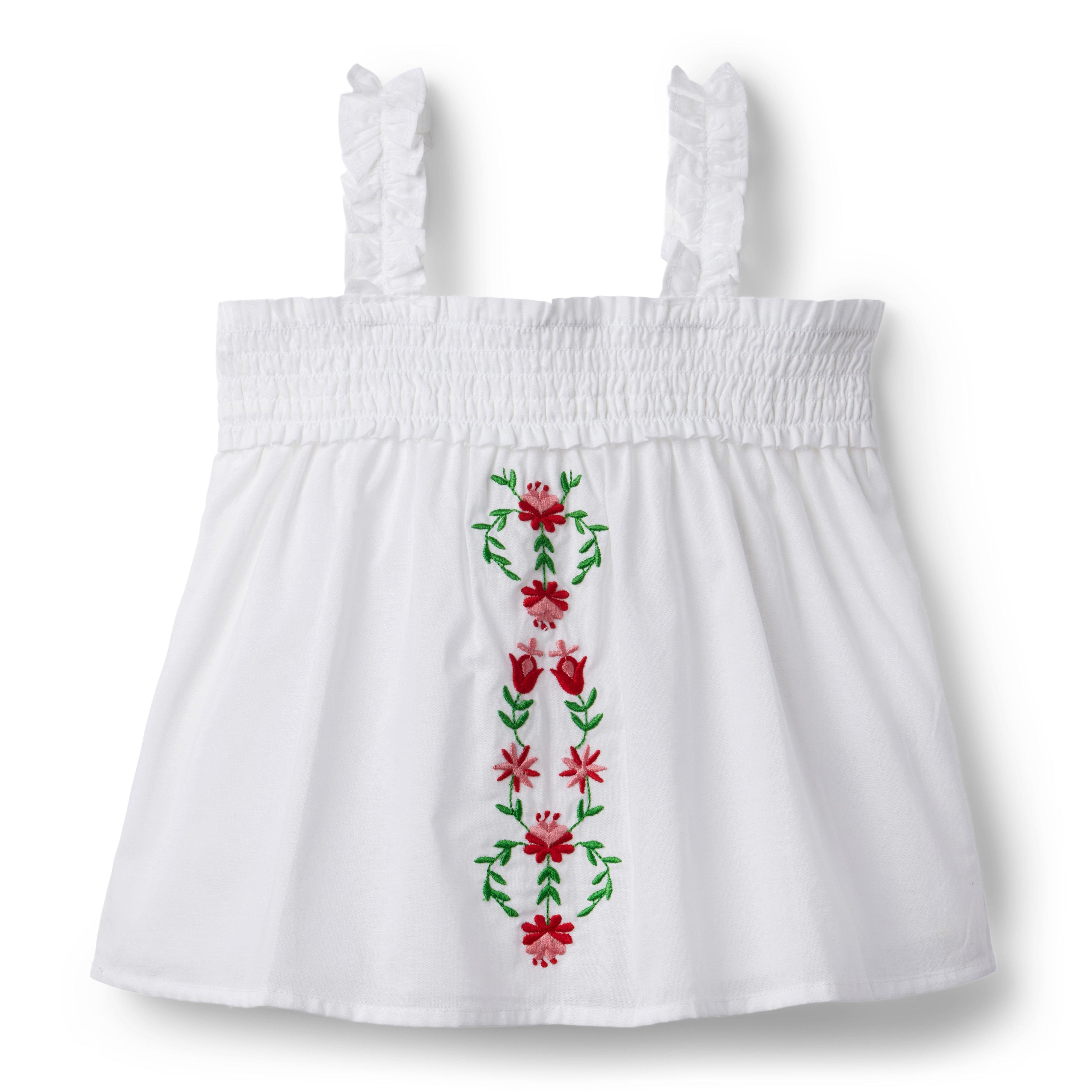 Embroidered Smocked Top image number 0