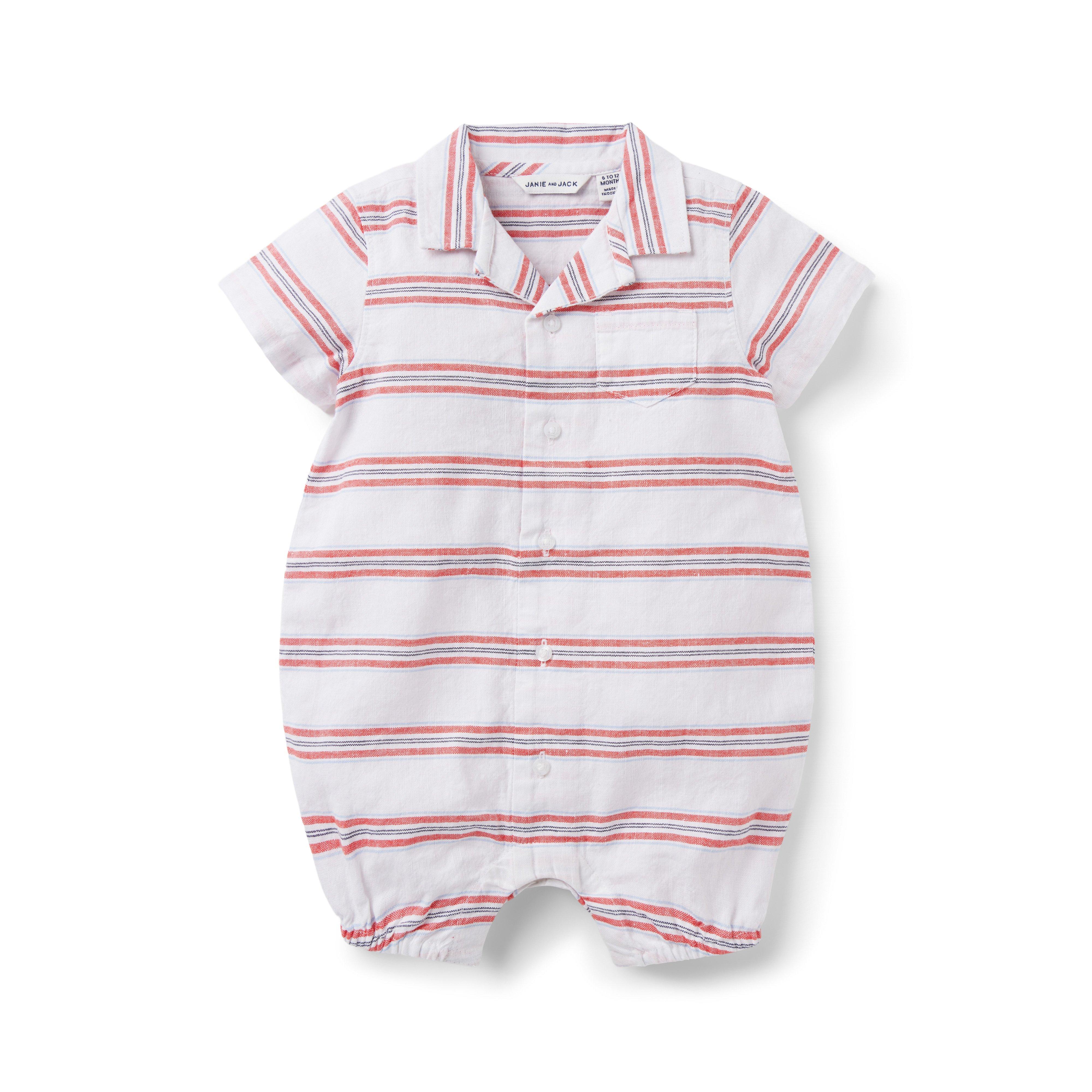 Baby Striped Linen Romper image number 0