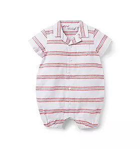 Janie and Jack Baby Striped Linen Romper