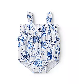 Baby Floral Smocked Ruffle Swimsuit