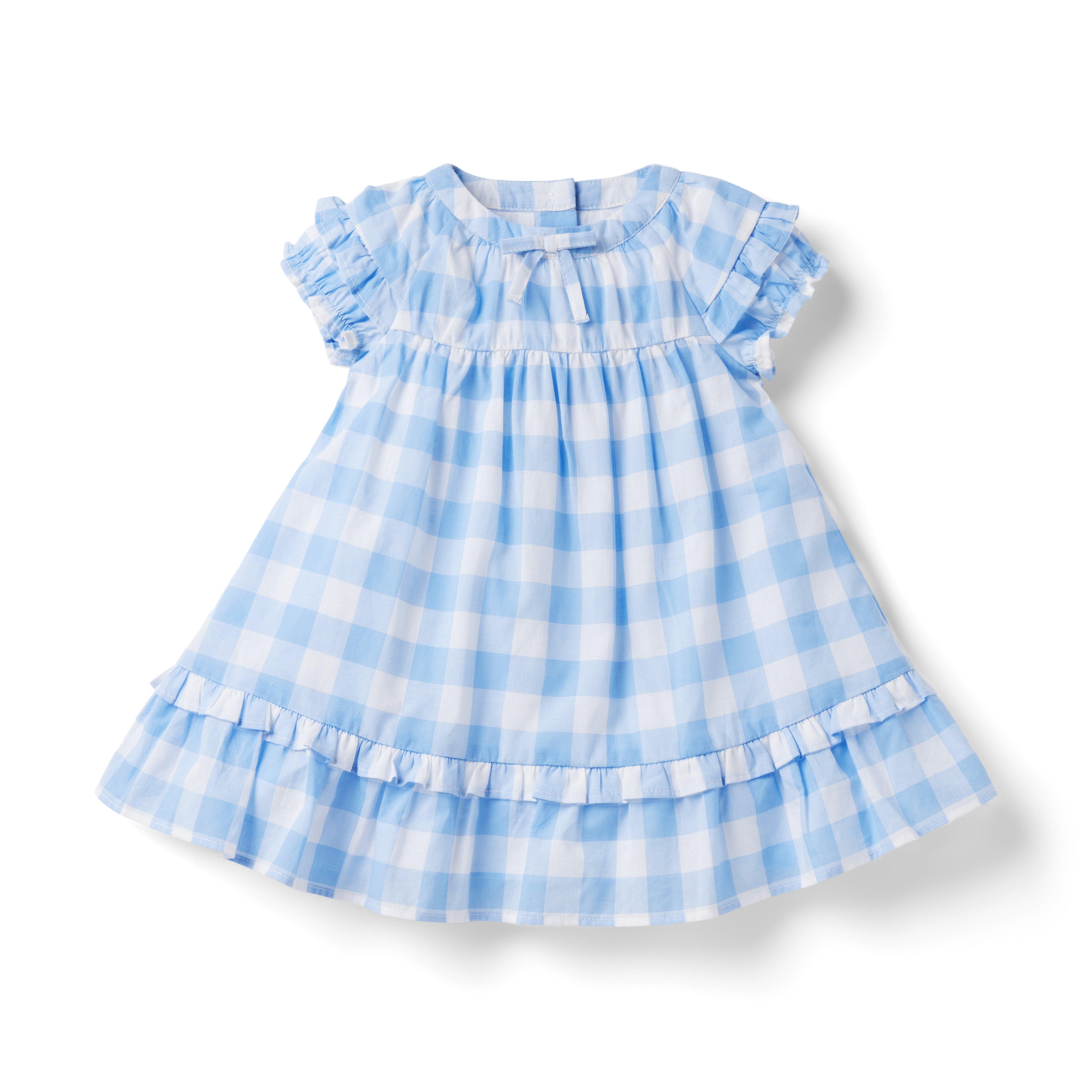 blue gingham baby dress