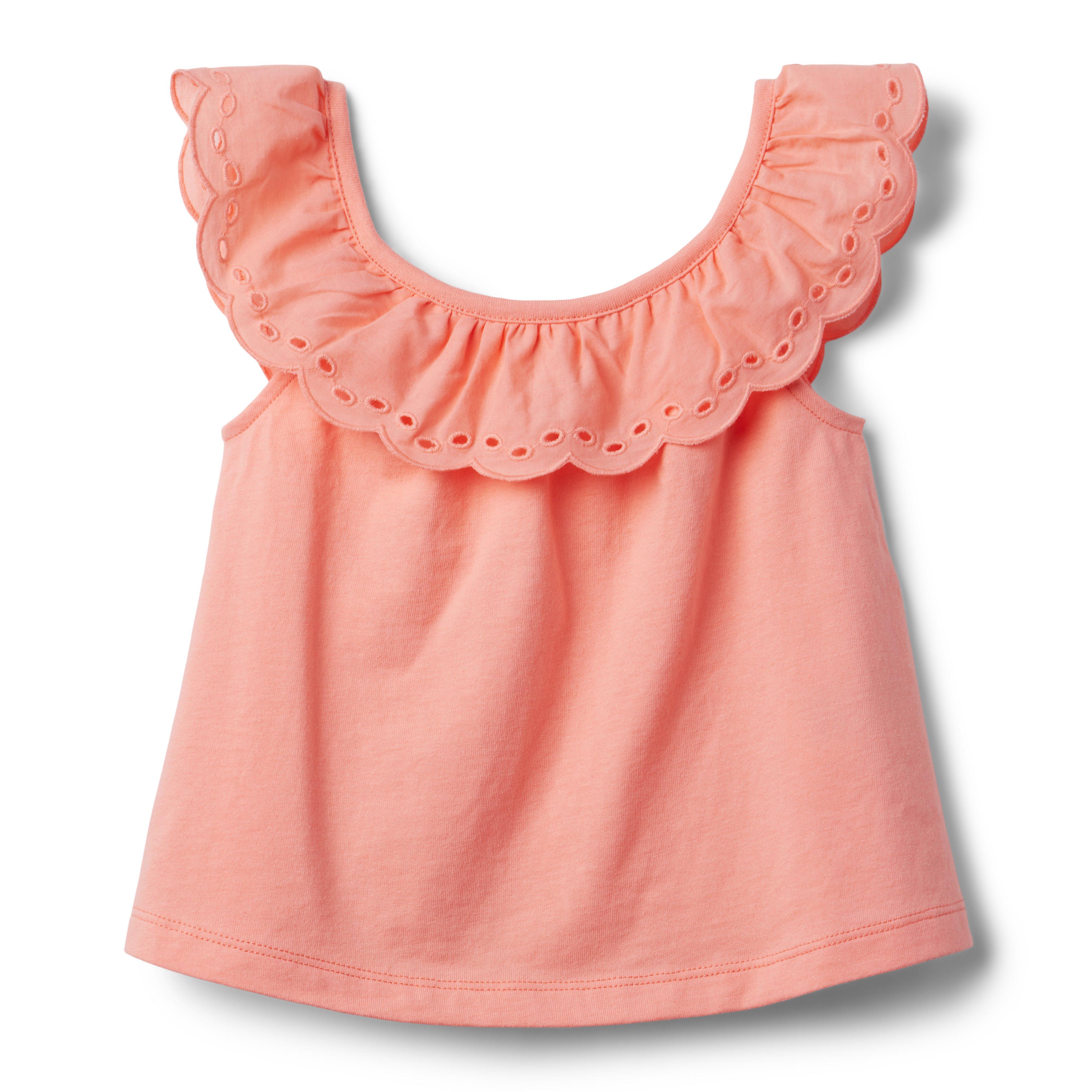 Scalloped Eyelet Jersey Top image number 0