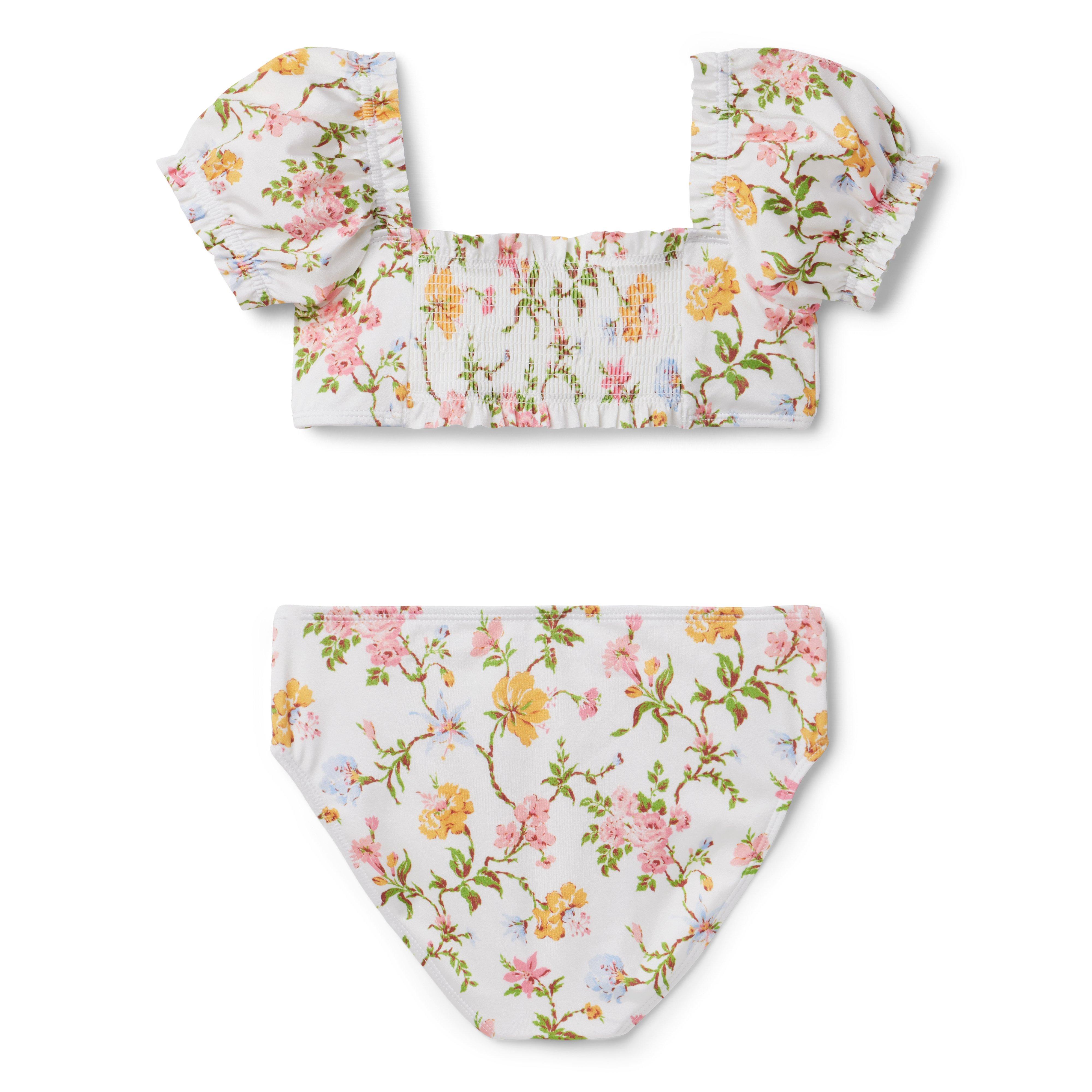 Floral Puff Sleeve 2-Piece Swimsuit image number 1