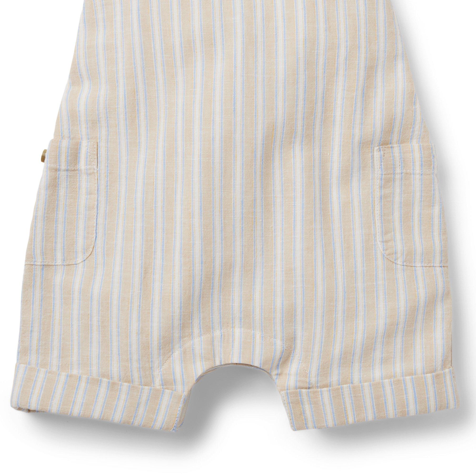 Baby Striped Linen-Cotton Overall image number 3