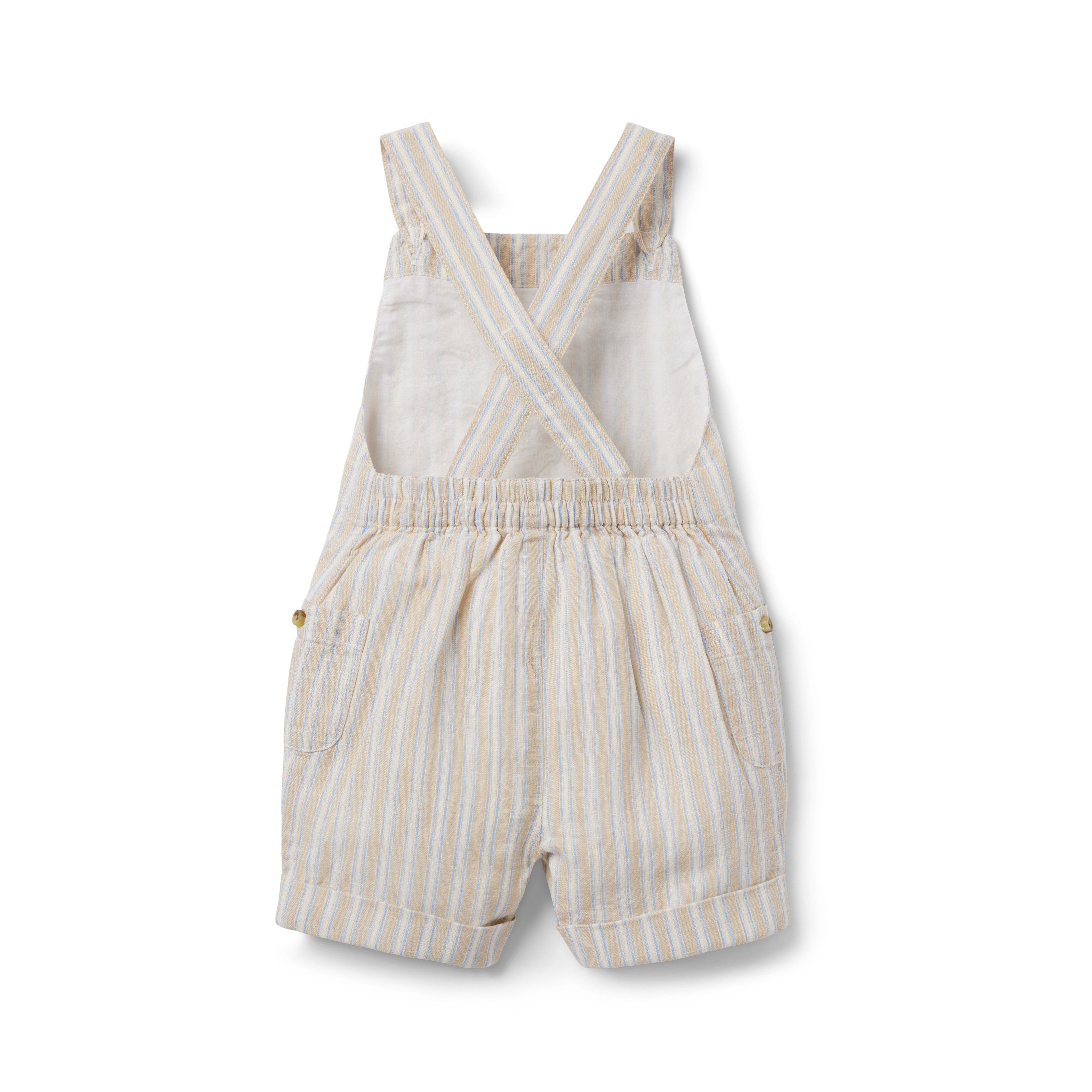 Baby Striped Linen-Cotton Overall image number 1