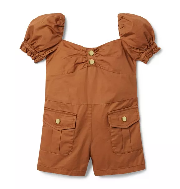 Puff Sleeve Patch Pocket Romper