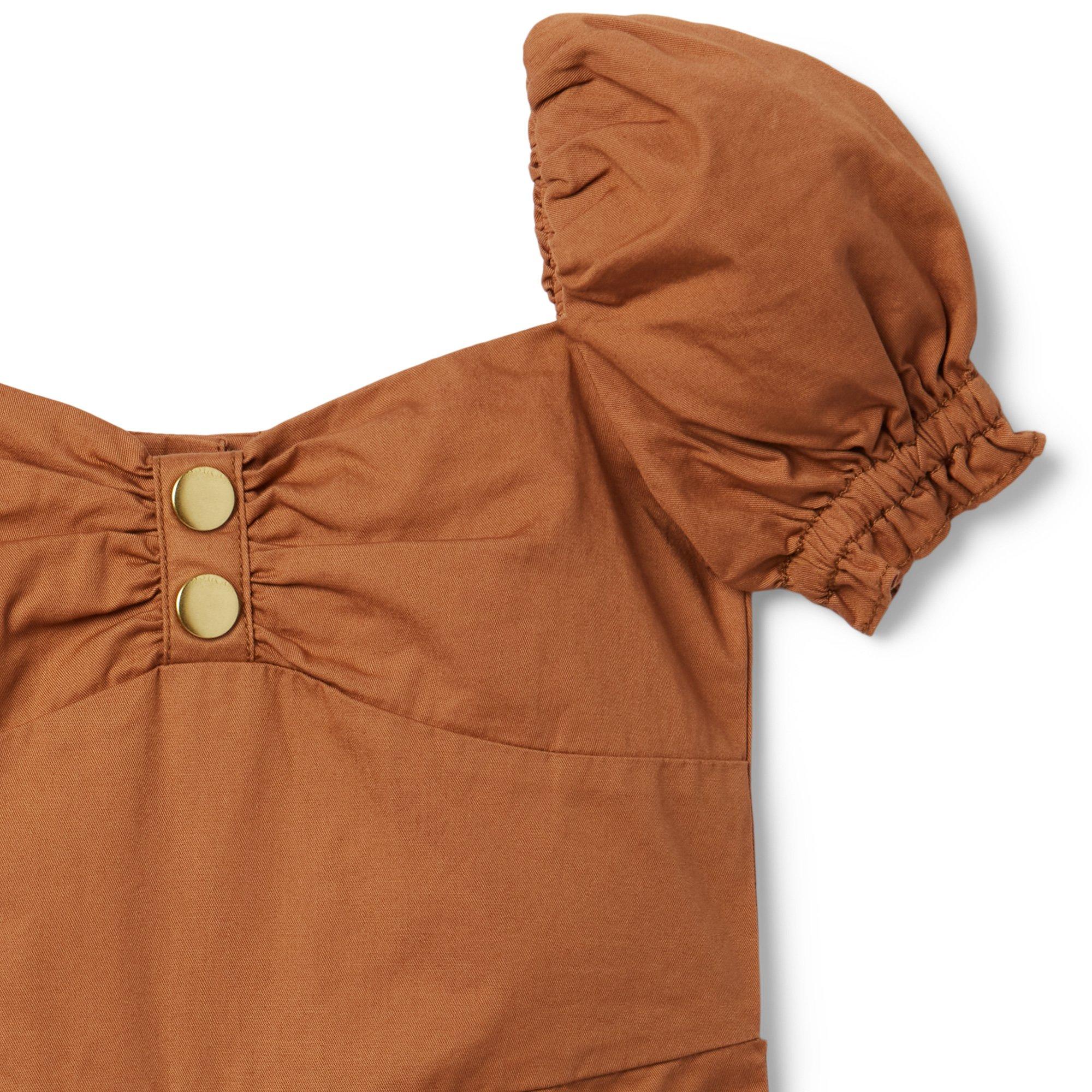 Puff Sleeve Patch Pocket Romper image number 2