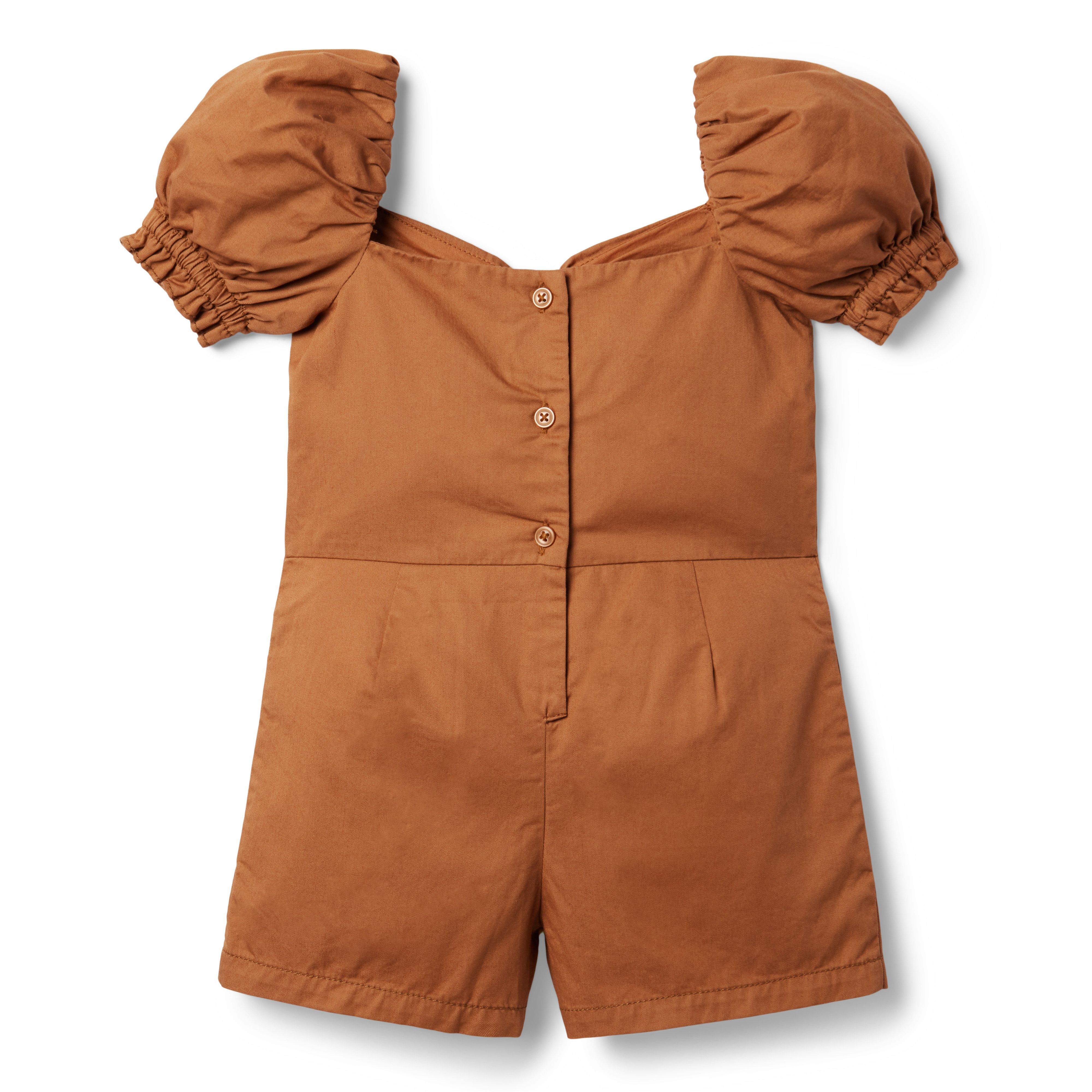 Puff Sleeve Patch Pocket Romper image number 1