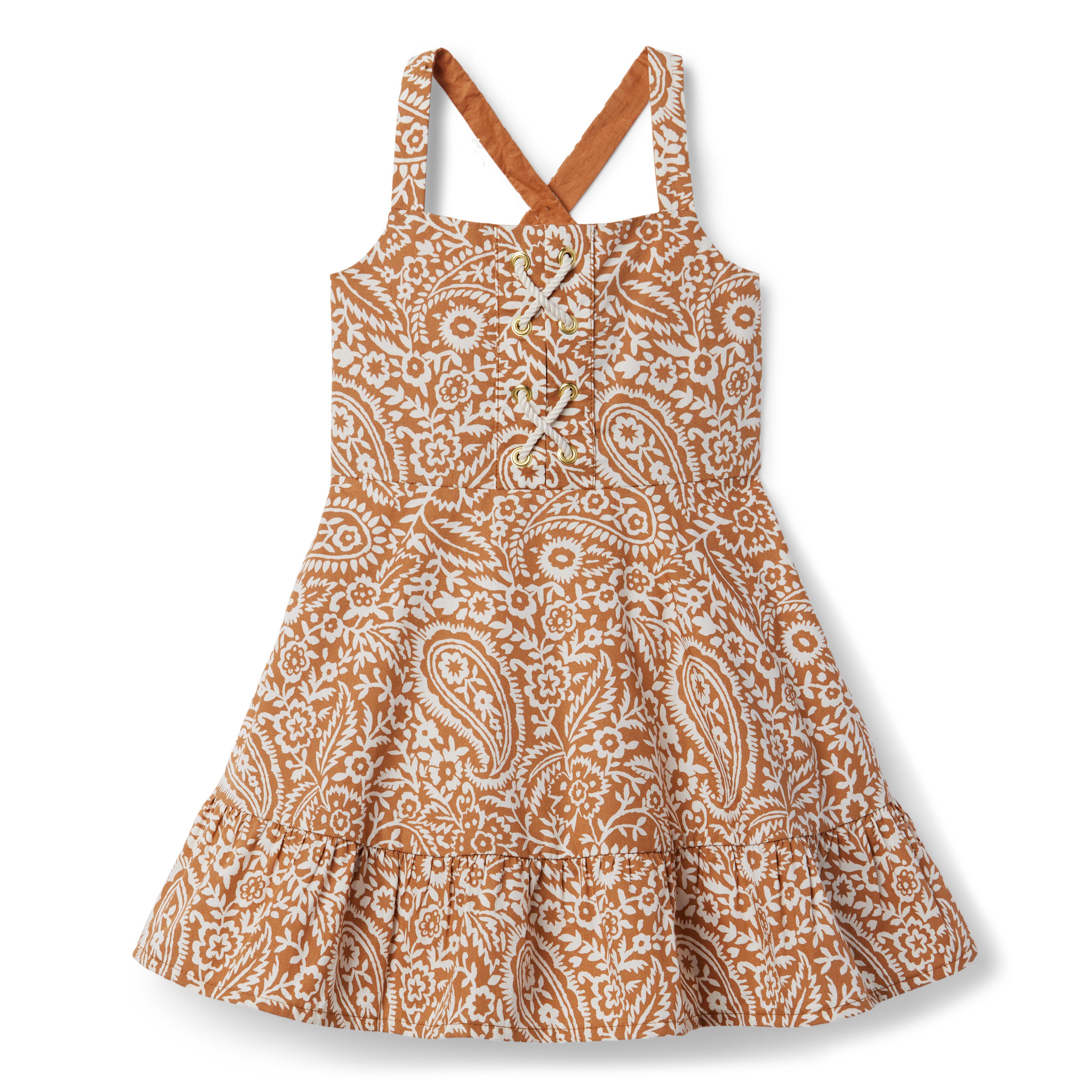 Floral Paisley Poplin Lace Up Sundress image number 0