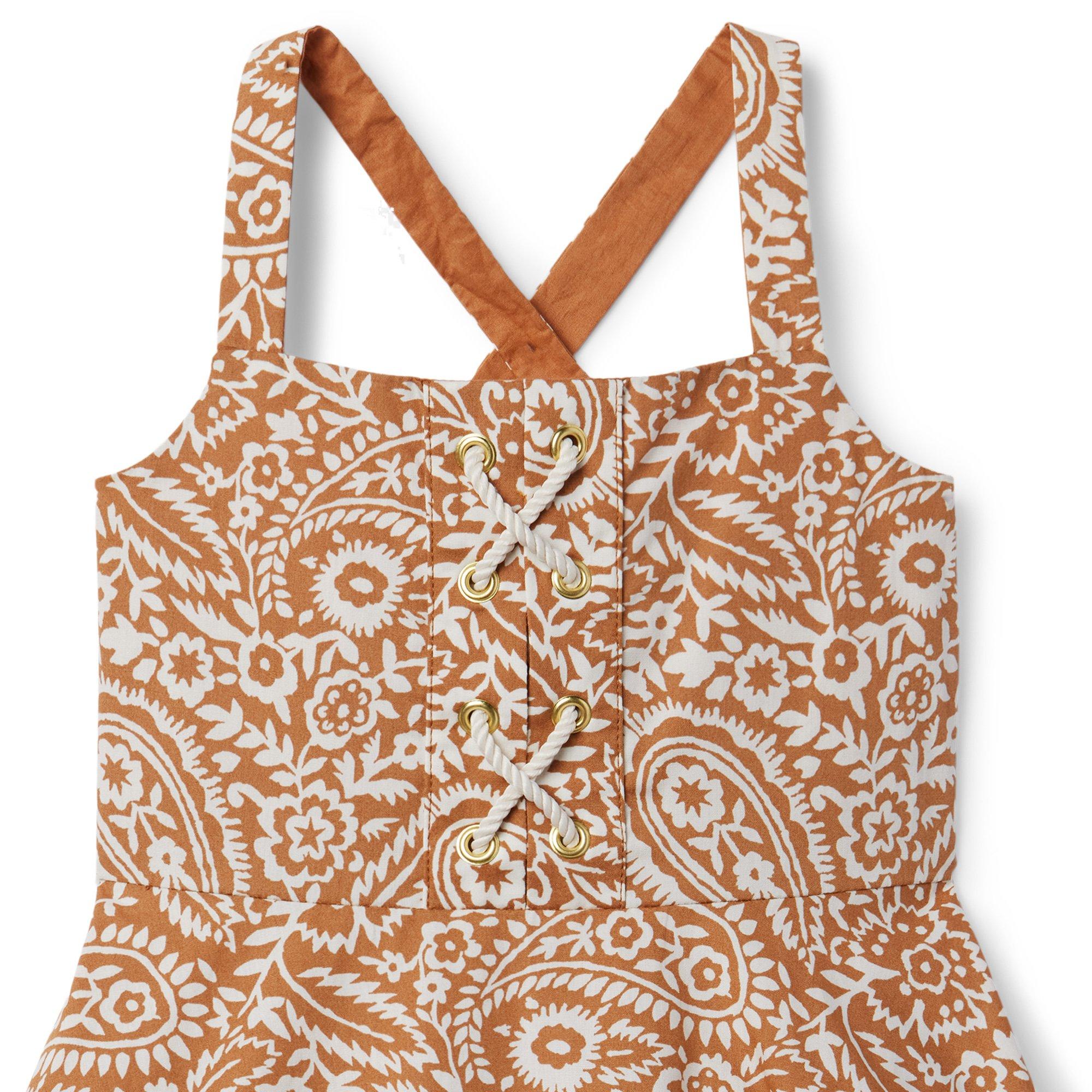 Floral Paisley Poplin Lace Up Sundress image number 2