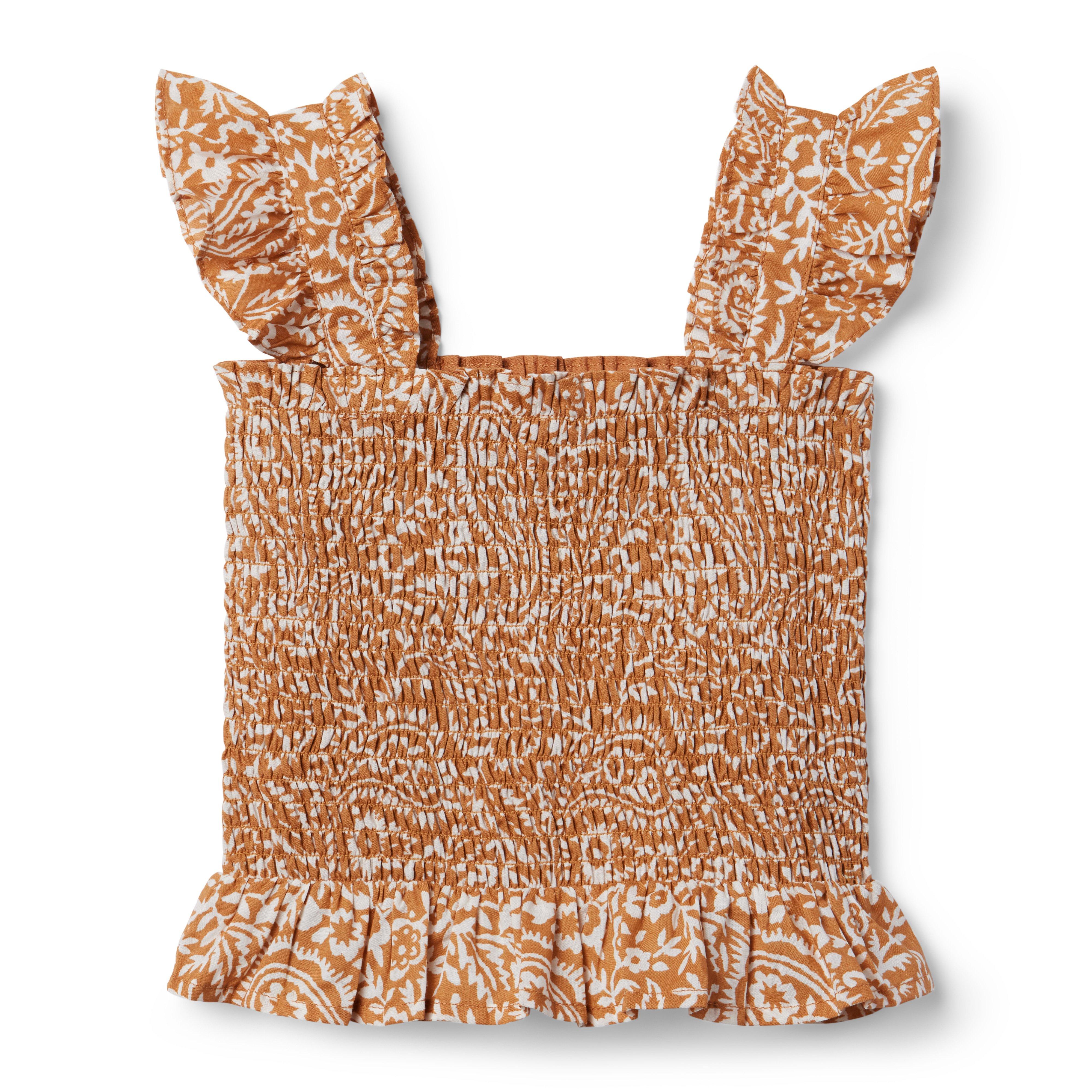 Floral Paisley Smocked Cropped Top image number 0