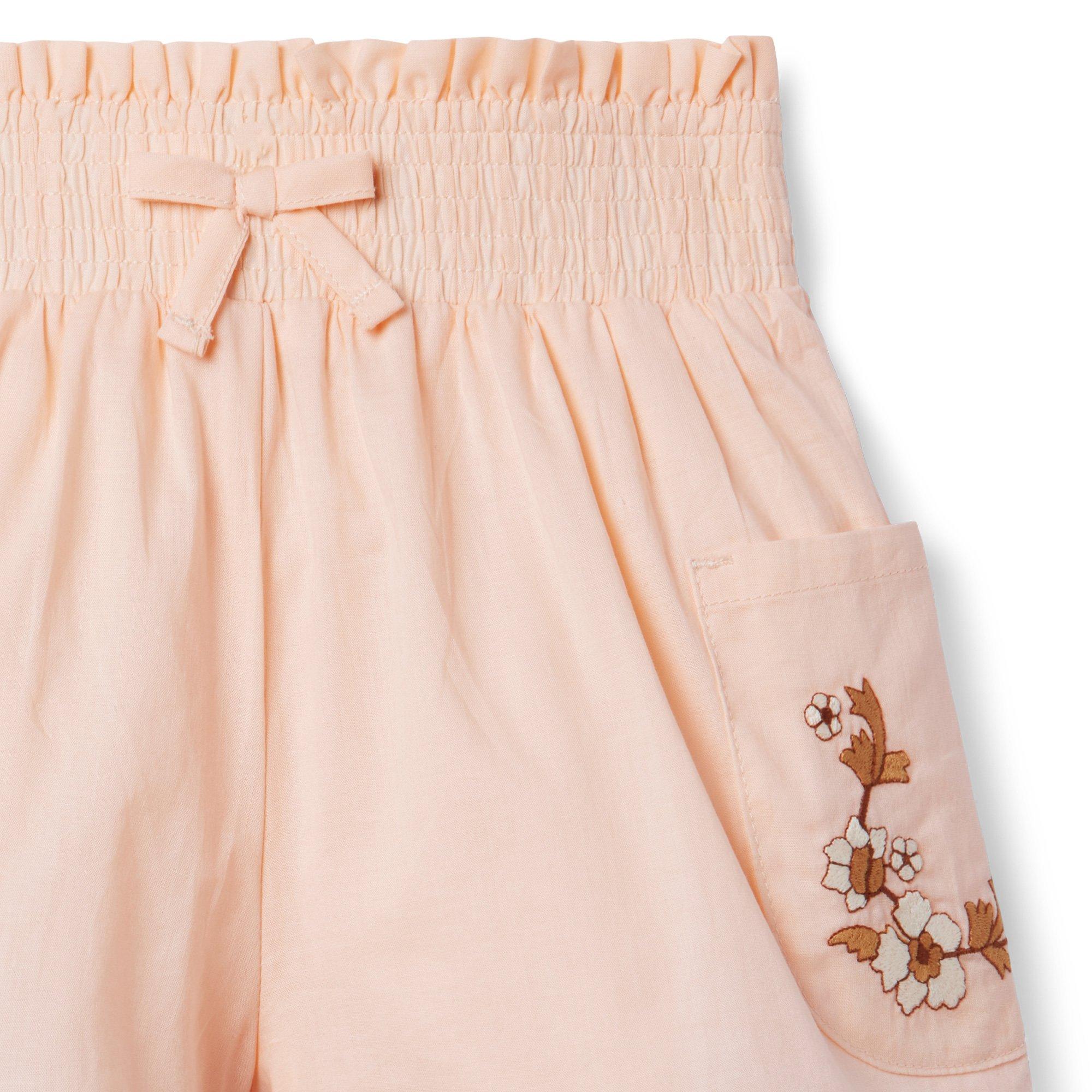 Floral Embroidered Smocked Waist Short image number 2