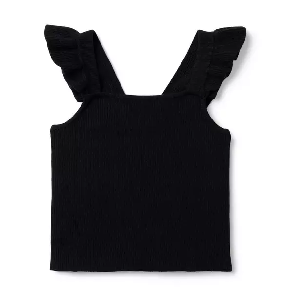 Ruffle Strap Sweater Cropped Top