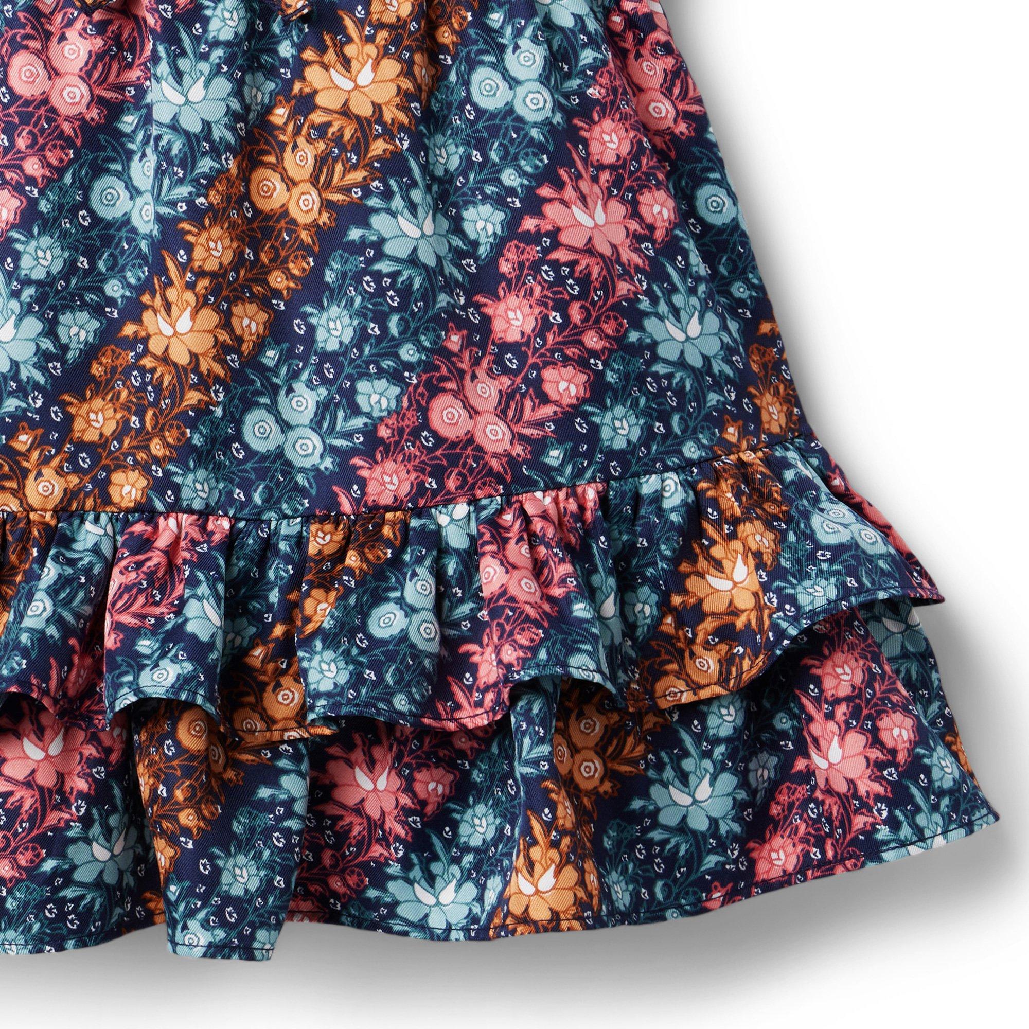 Diagonal Floral Stripe Ruffle Dress image number 6