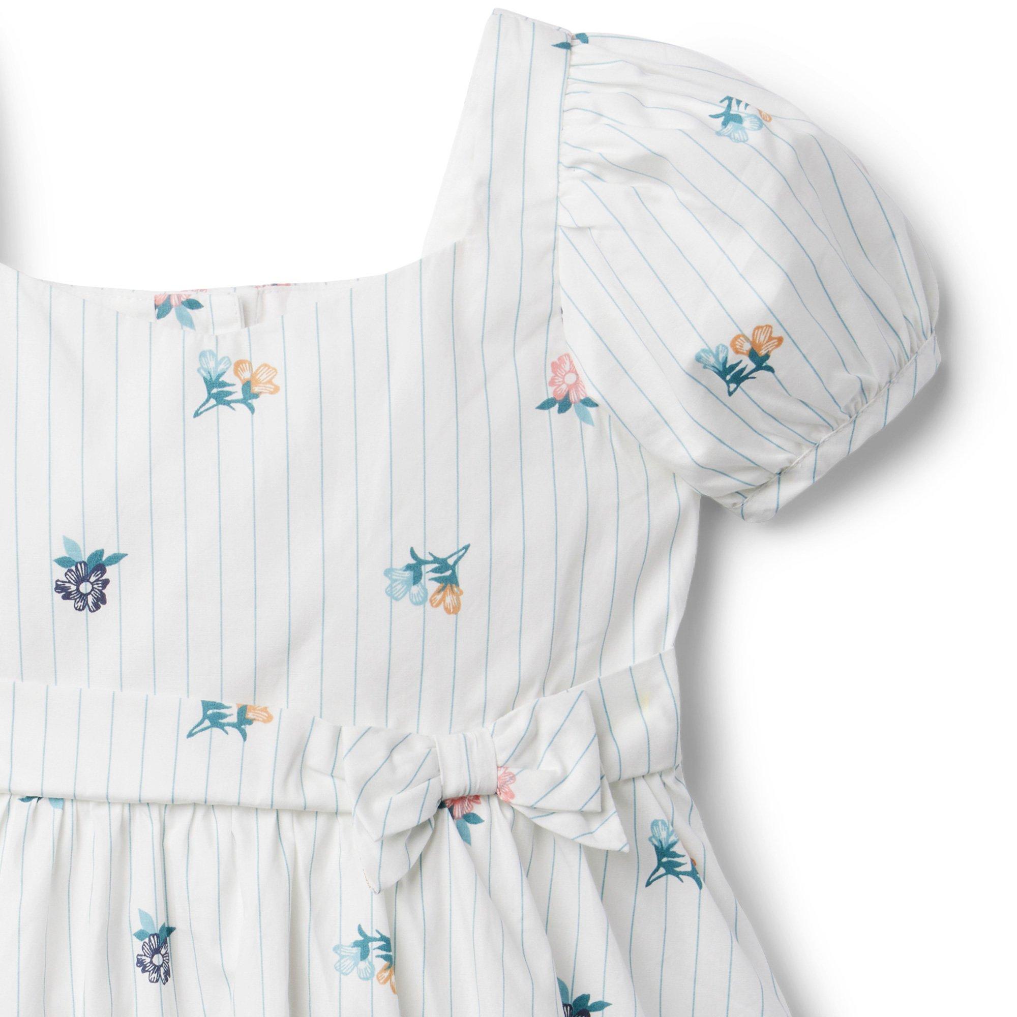 Striped Floral Puff Sleeve Dress image number 5