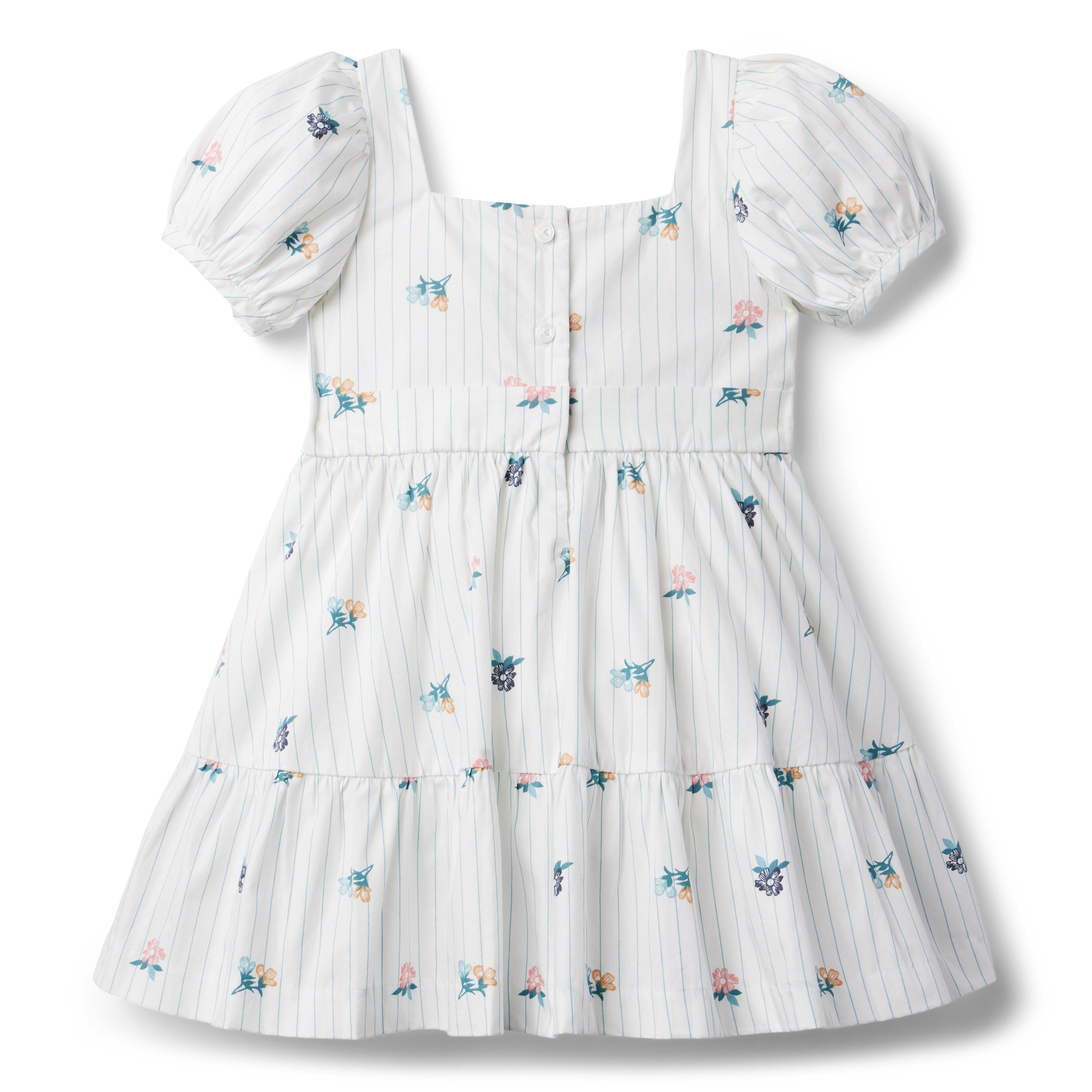 Striped Floral Puff Sleeve Dress image number 3