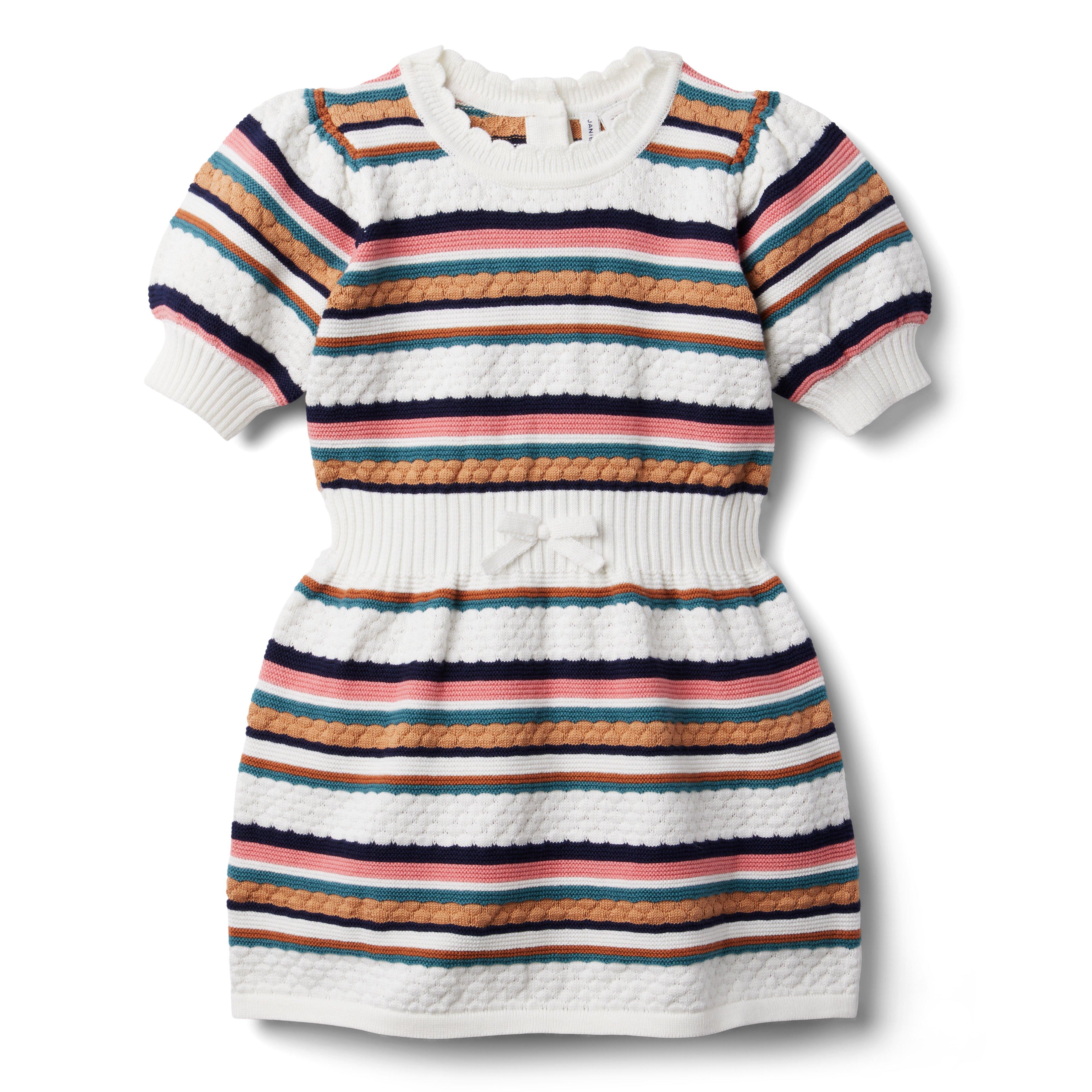 Striped Puff Sleeve Sweater Dress image number 1