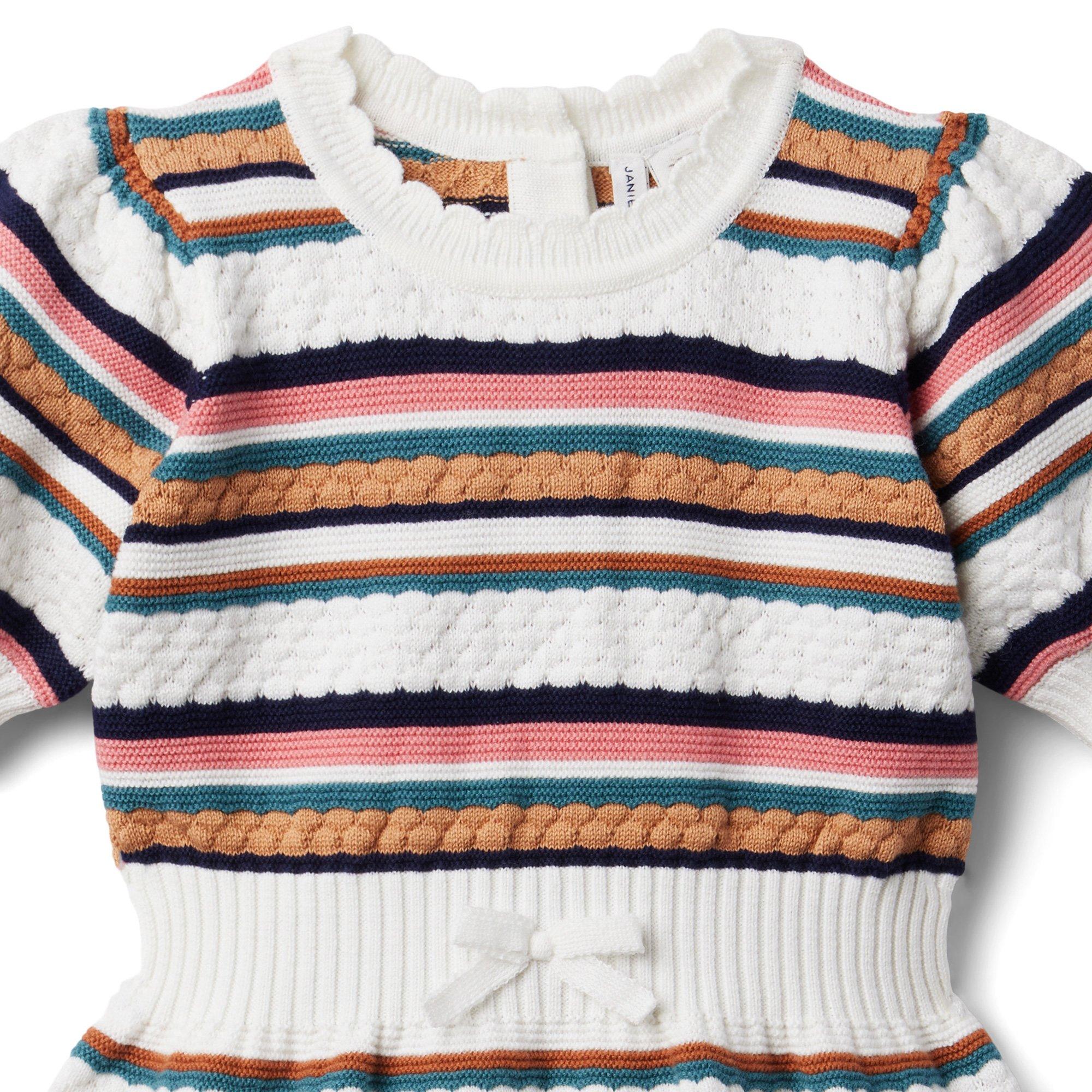 Striped Puff Sleeve Sweater Dress image number 5