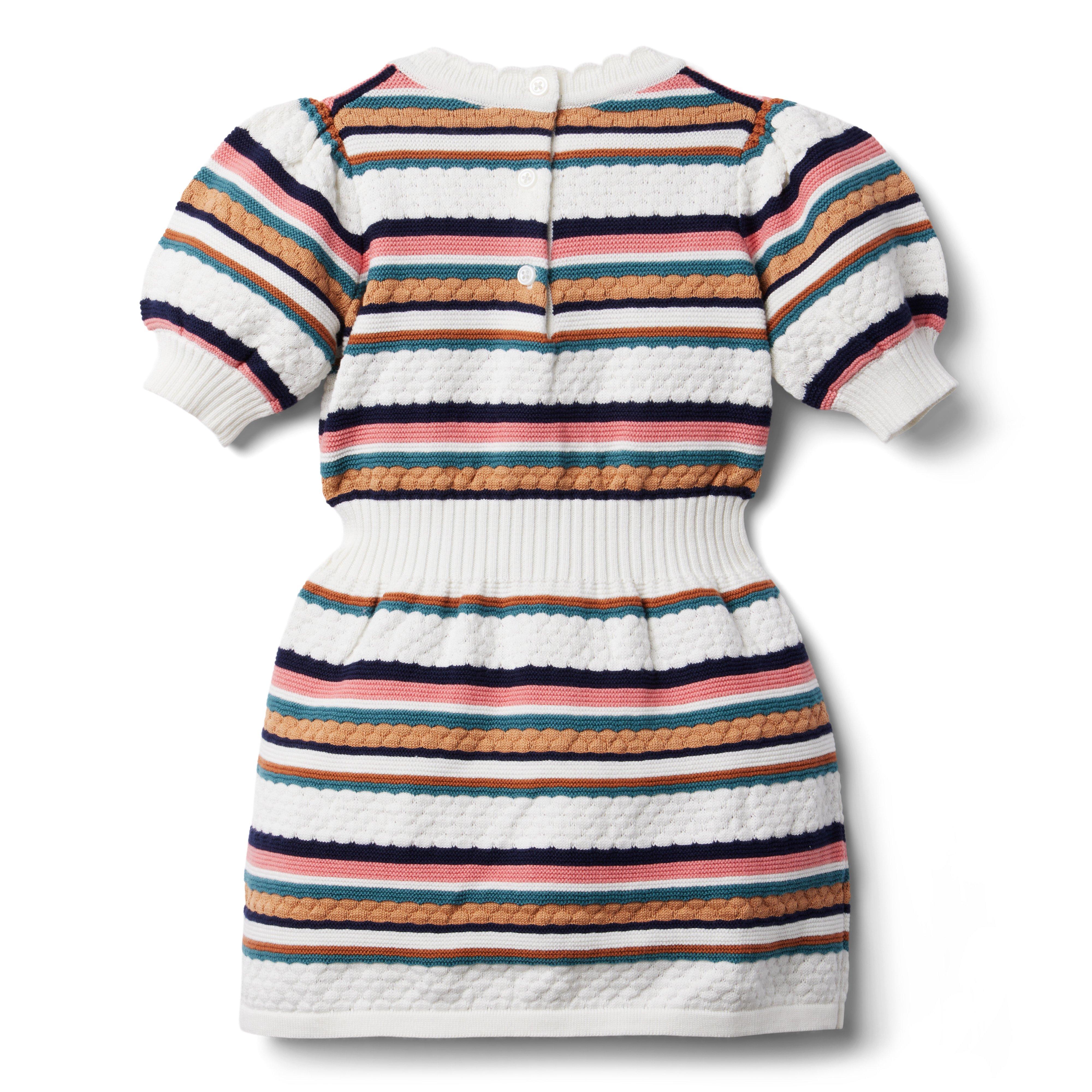Striped Puff Sleeve Sweater Dress image number 4