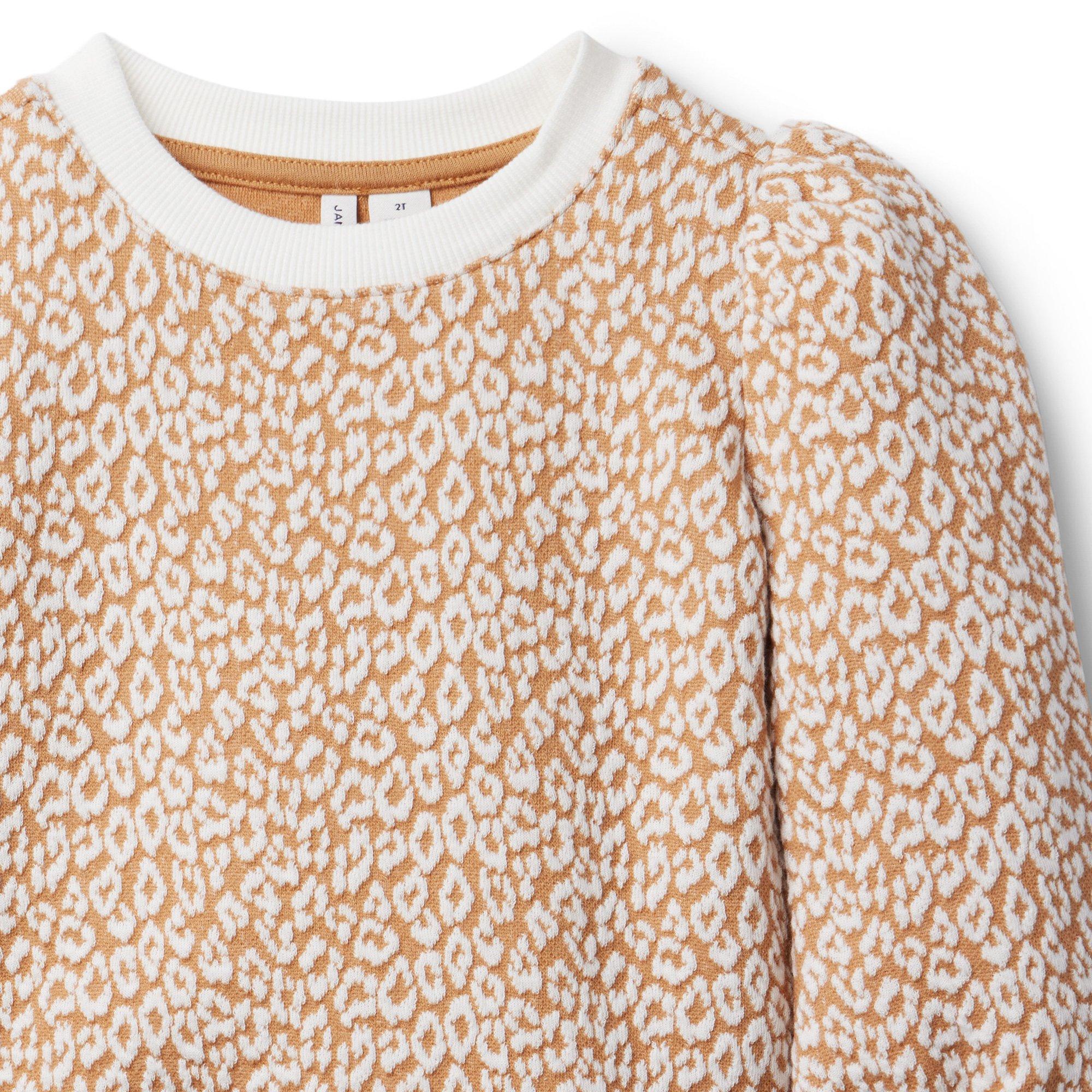 Leopard Jacquard Puff Sleeve Sweatshirt image number 3