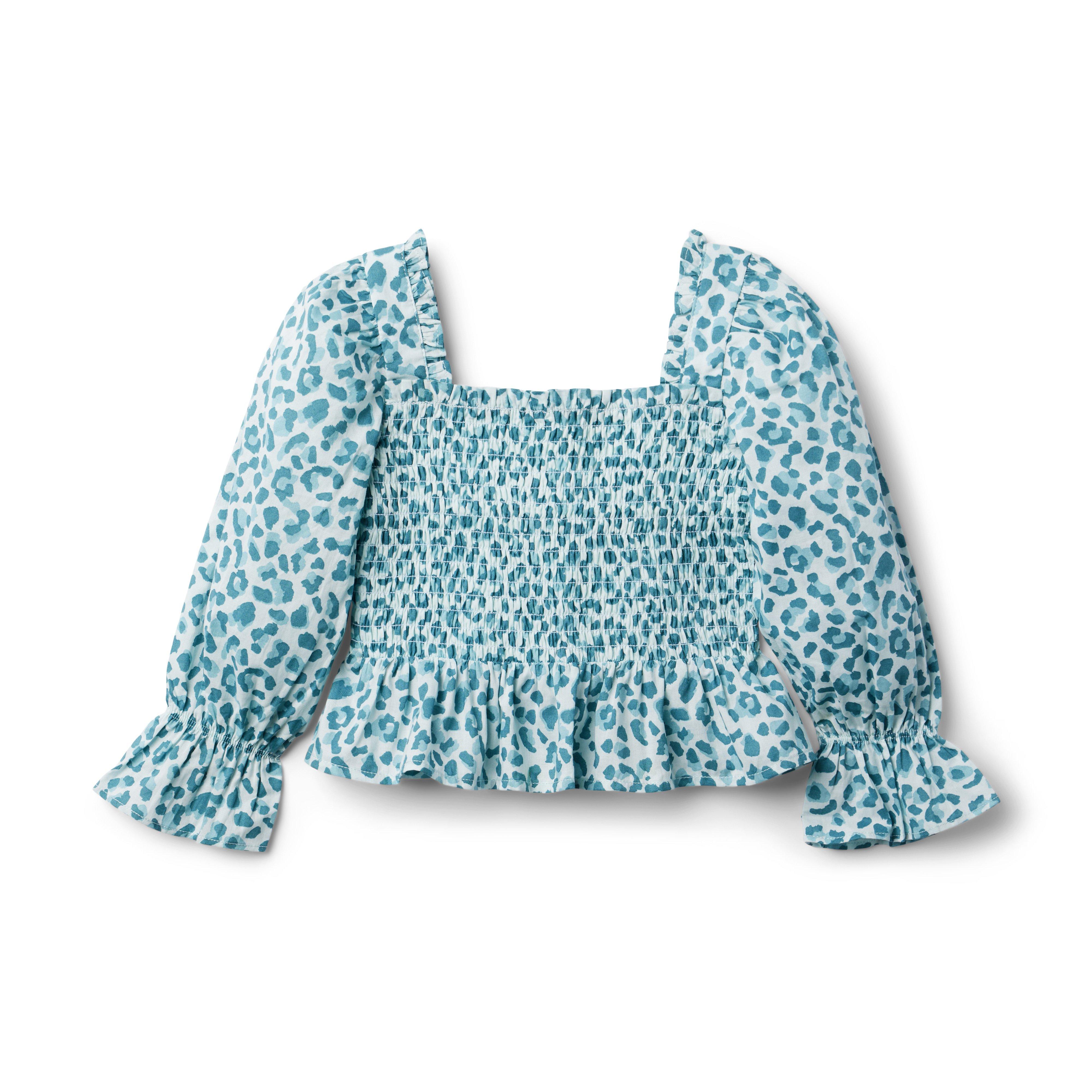 Leopard Cropped Smocked Top image number 0