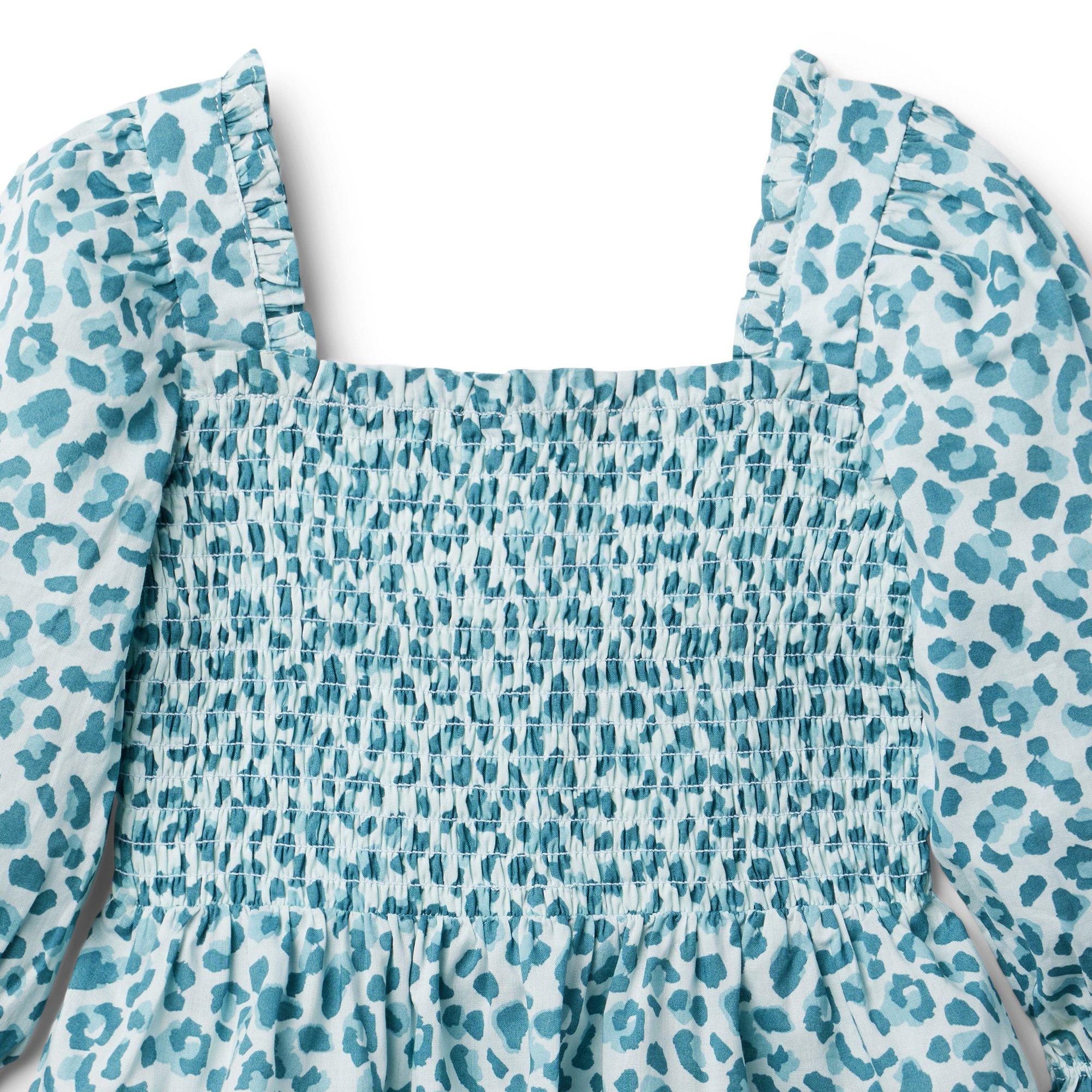 Leopard Cropped Smocked Top image number 1