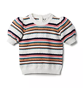Striped Puff Sleeve Sweater Top