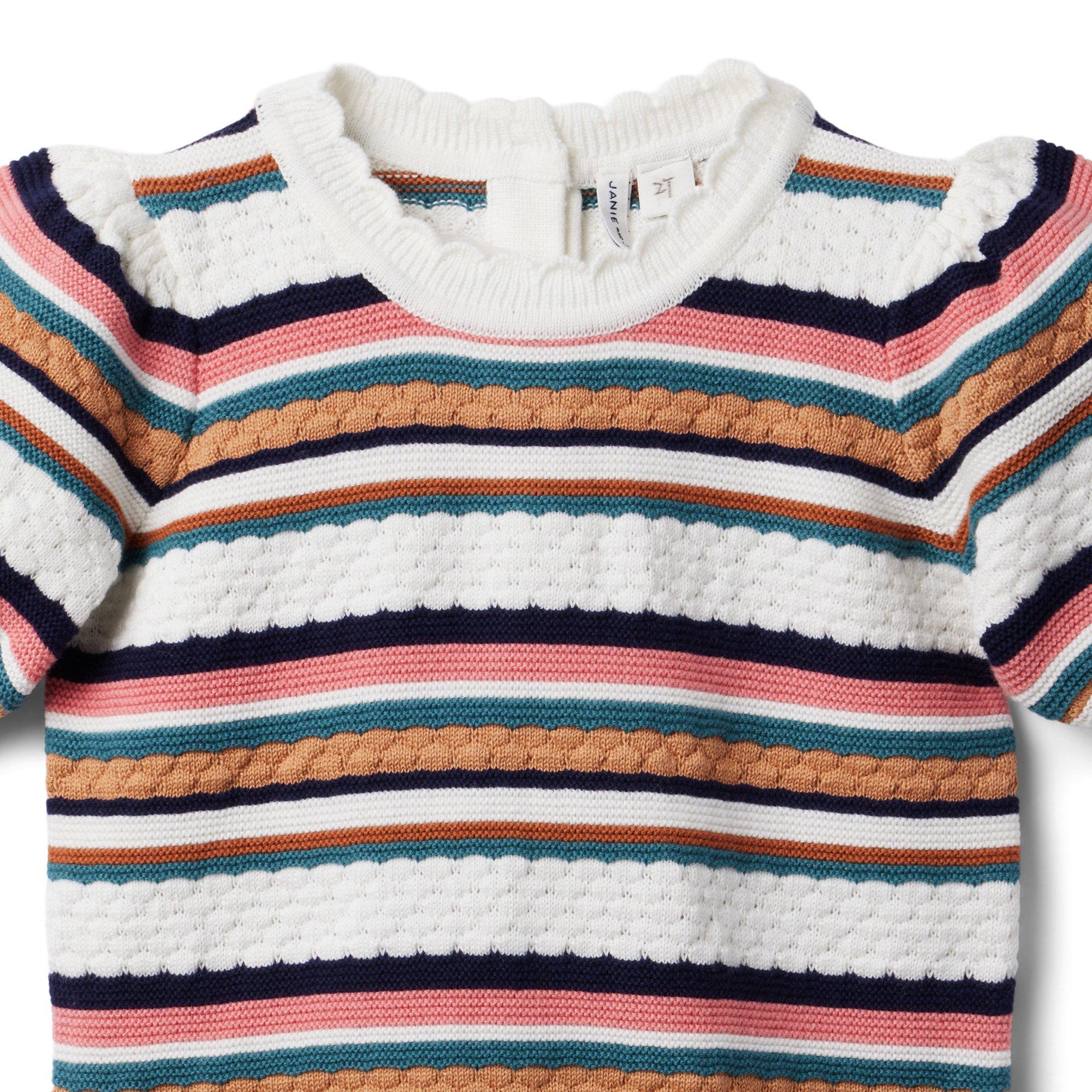 Striped Puff Sleeve Sweater Top image number 2