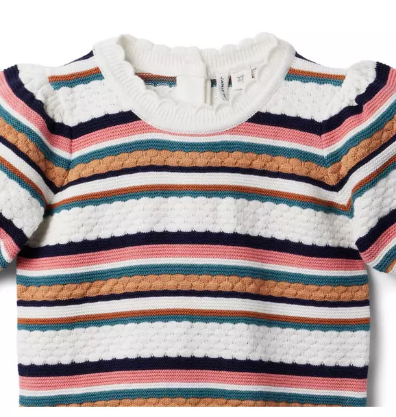 Striped Puff Sleeve Sweater Top image number 2