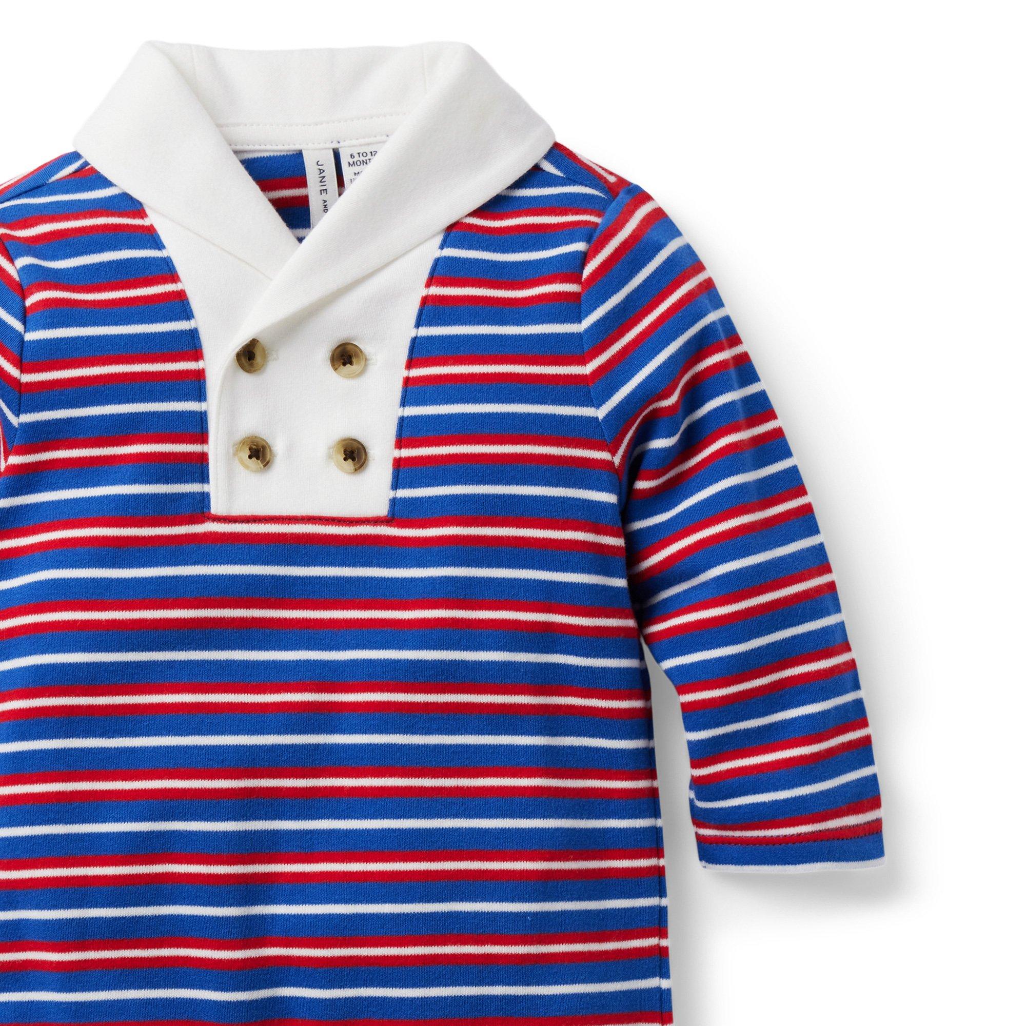 Baby Striped Shawl Collar One-Piece image number 2