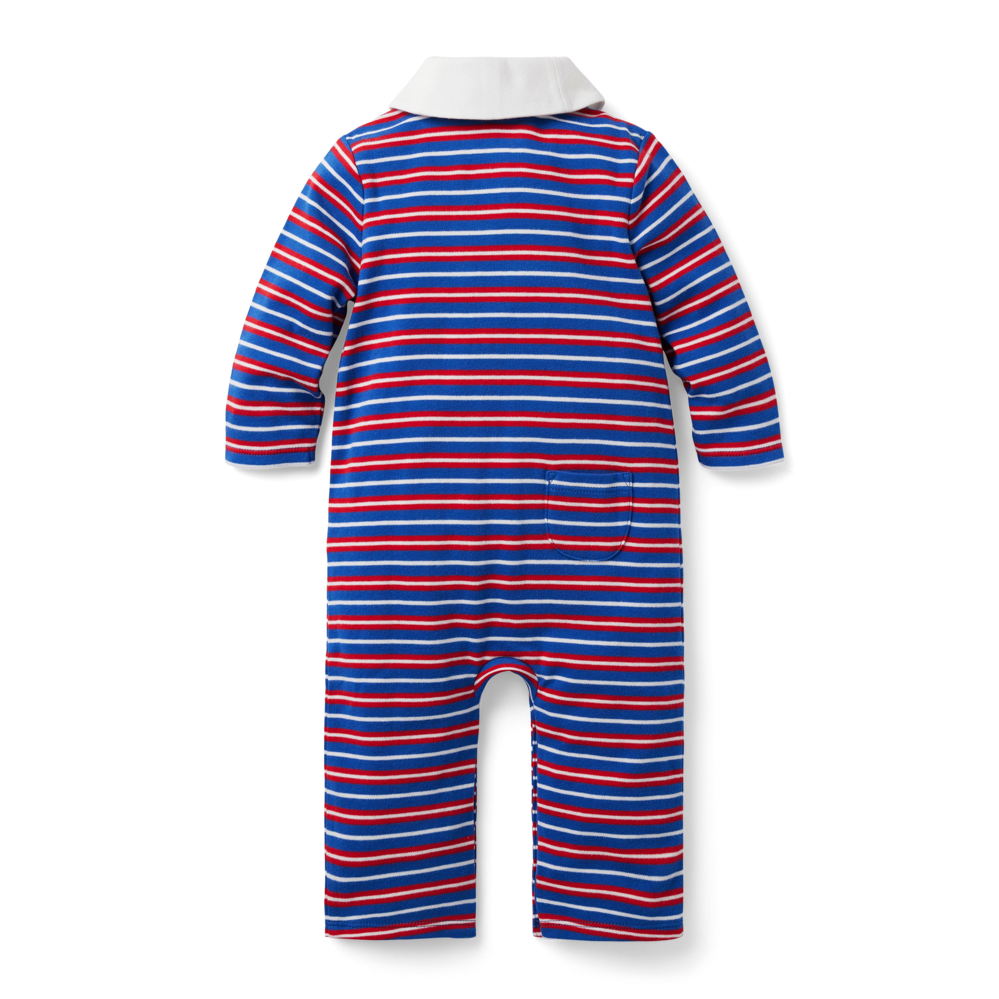 Baby Striped Shawl Collar One-Piece image number 1