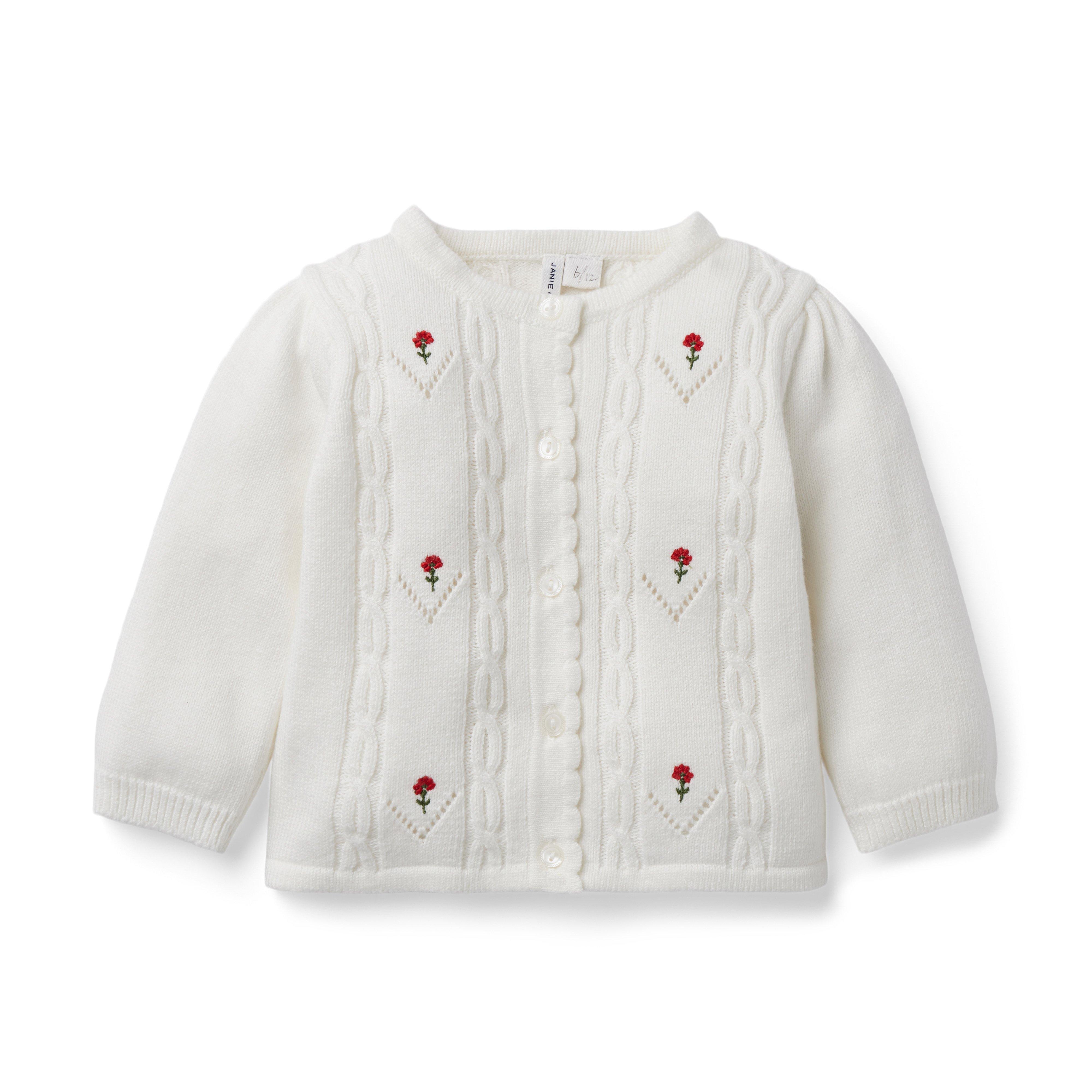 Baby Embroidered Floral Cable Knit Cardigan image number 0