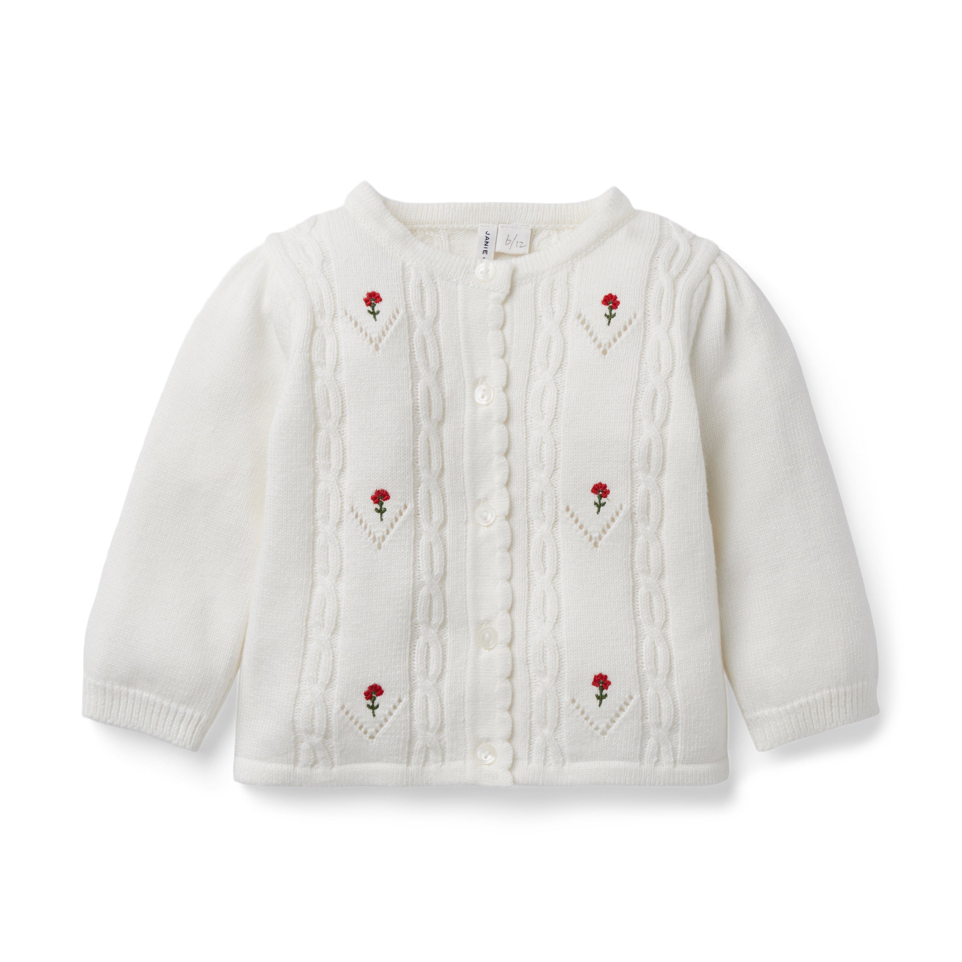Baby Embroidered Floral Cable Knit Cardigan