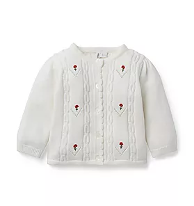 Baby Embroidered Floral Cable Knit Cardigan