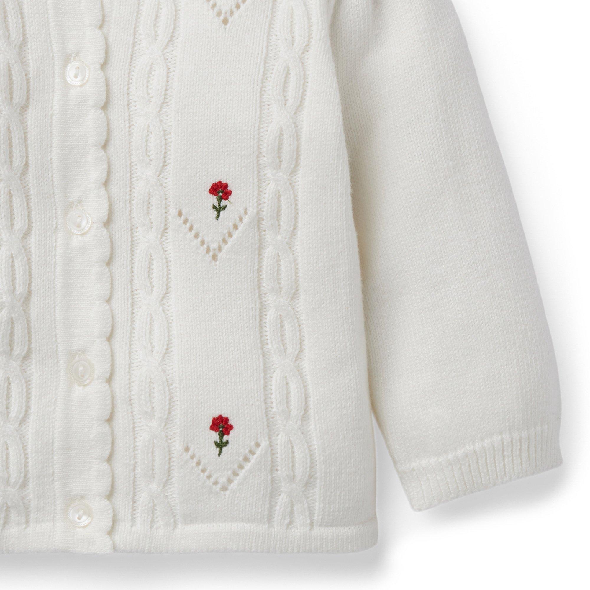 Baby Embroidered Floral Cable Knit Cardigan image number 2