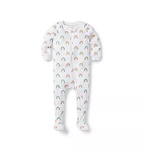 Janie and Jack Baby Rainbows Forever Footed Zip Pajama
