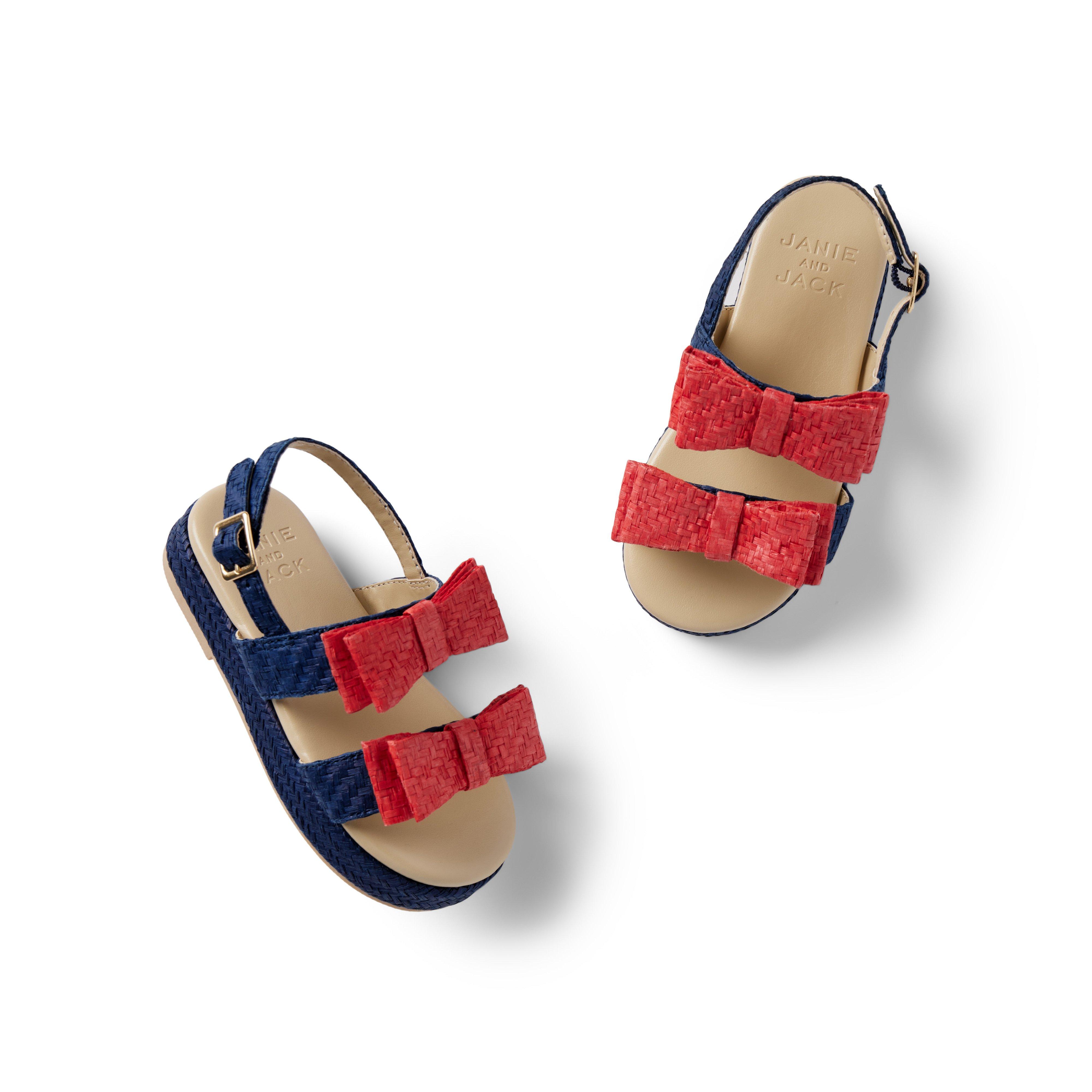 Double Bow Straw Sandal