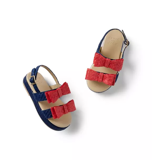 Double Bow Straw Sandal