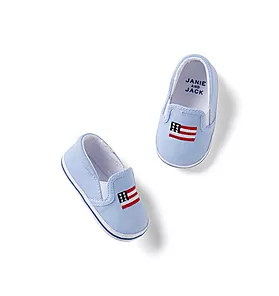 Janie and Jack Baby Embroidered Flag Slip-On Sneaker
