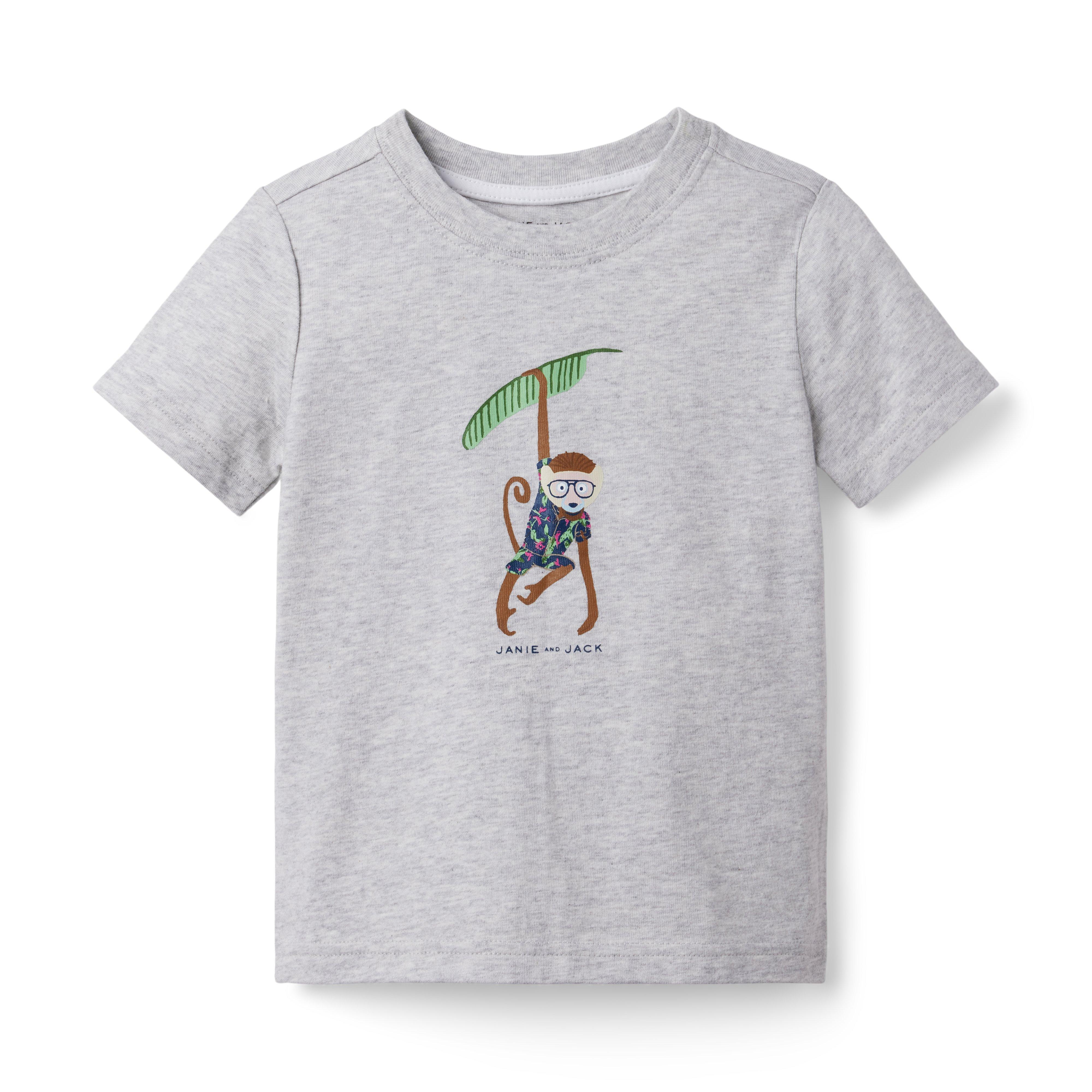 Boy Earl Grey Heather Tropical Monkey Tee by Janie and Jack