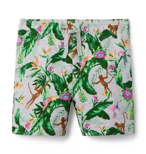 Tropical Jungle French Terry Pull-On Short