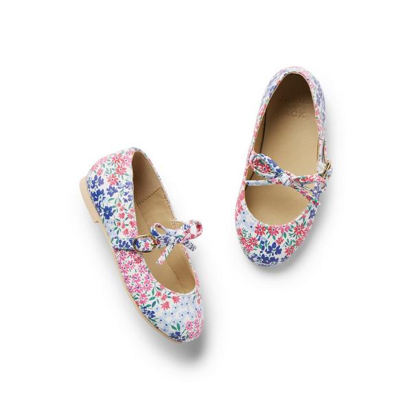 Janie and Jack Floral Bow Flat