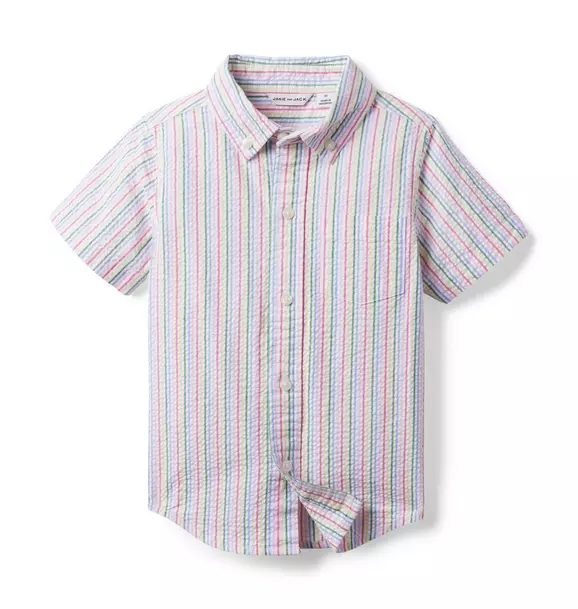 Rainbow Striped Seersucker Shirt