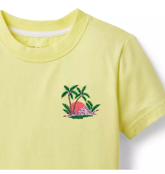 Embroidered Sunset Palm Tree Tee image number 1