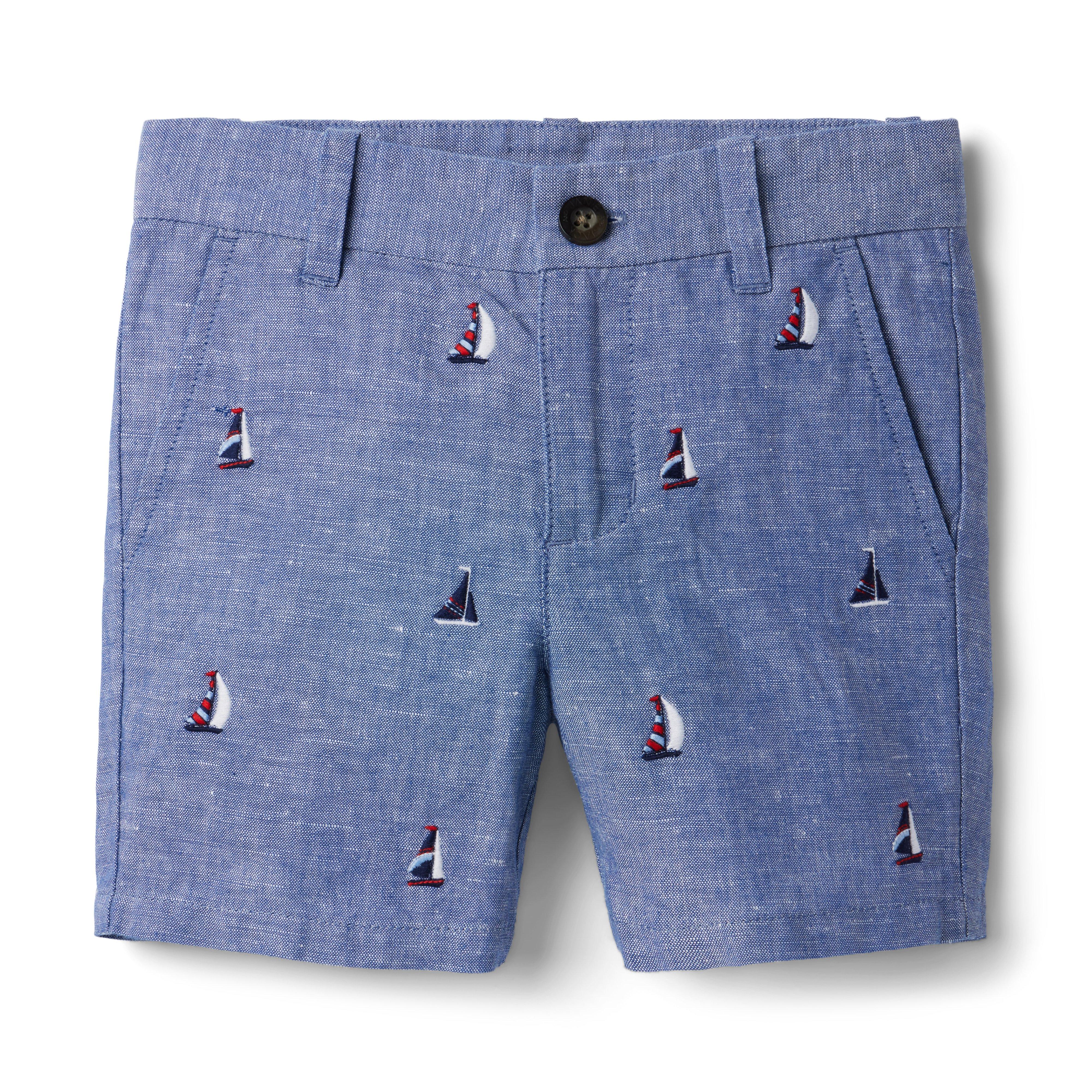Embroidered Sailboat Linen Short image number 0