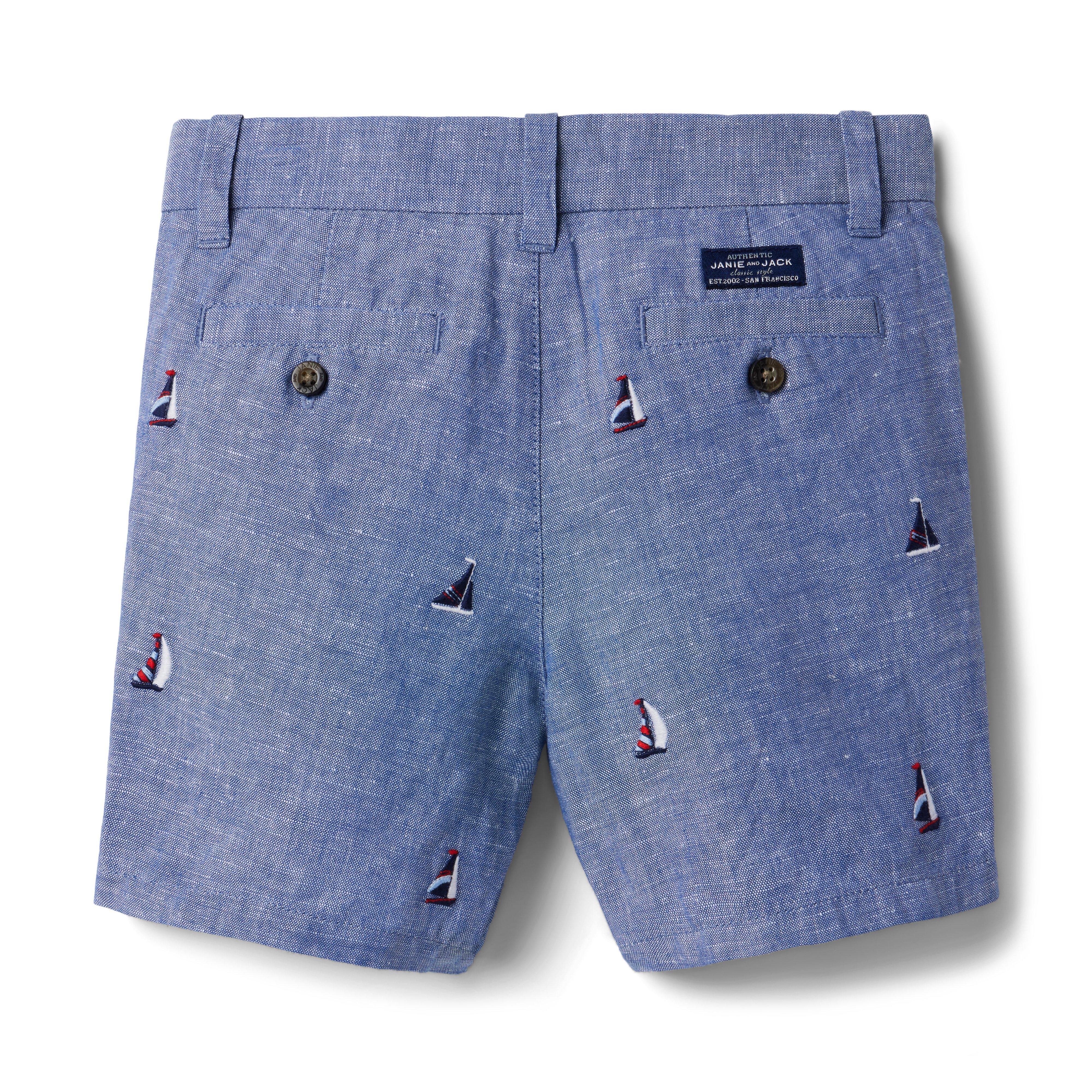 Embroidered Sailboat Linen Short image number 1