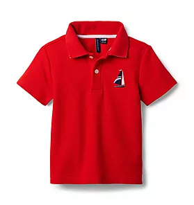 Janie and Jack Sailboat Pique Polo